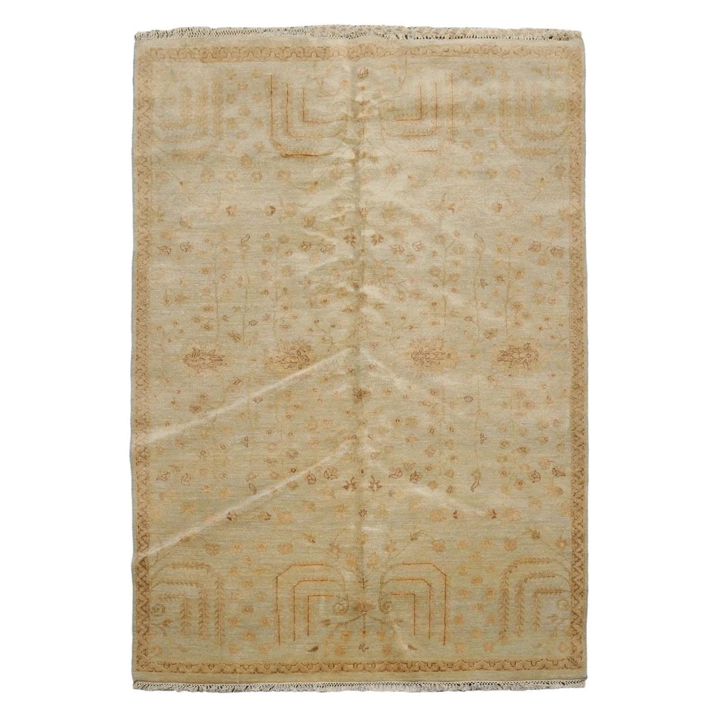 5’6” x 8’ Hand Knotted 100% Wool Transitional Oriental Area Rug Moss-1