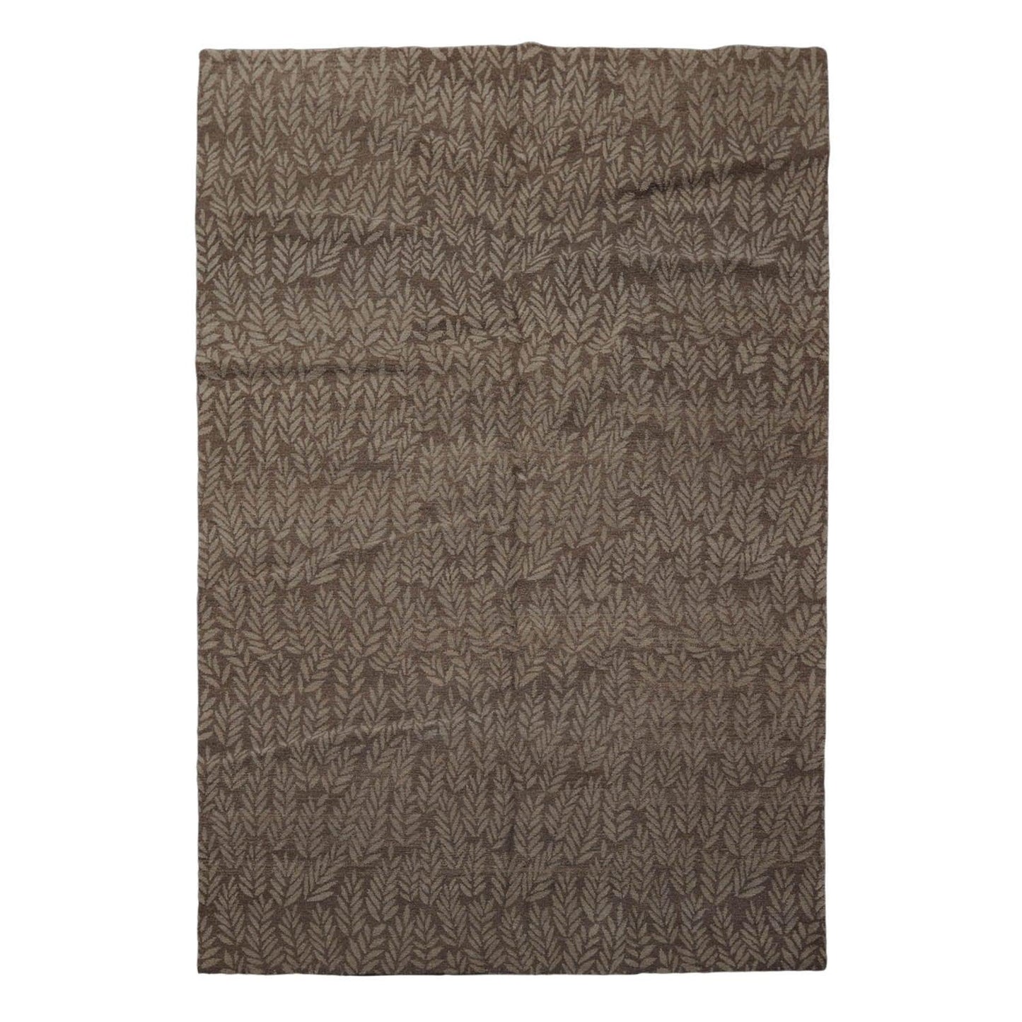 6'1" x 9' Lapchi Hand Knotted Wool Botanical Rosemary Tibetan Area Rug Taupe-1