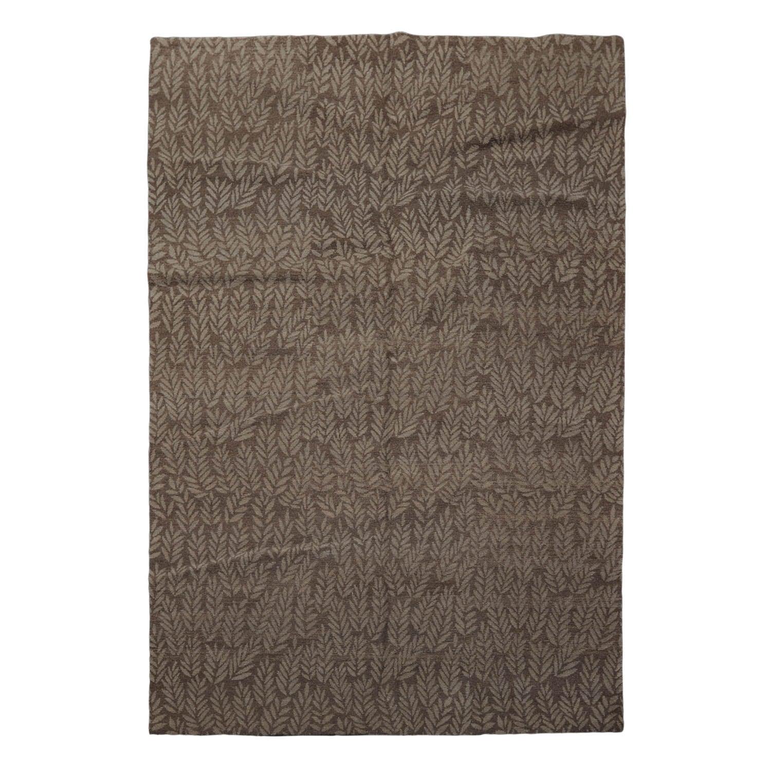 6'1" x 9' Lapchi Hand Knotted Wool Botanical Rosemary Tibetan Area Rug Taupe-1