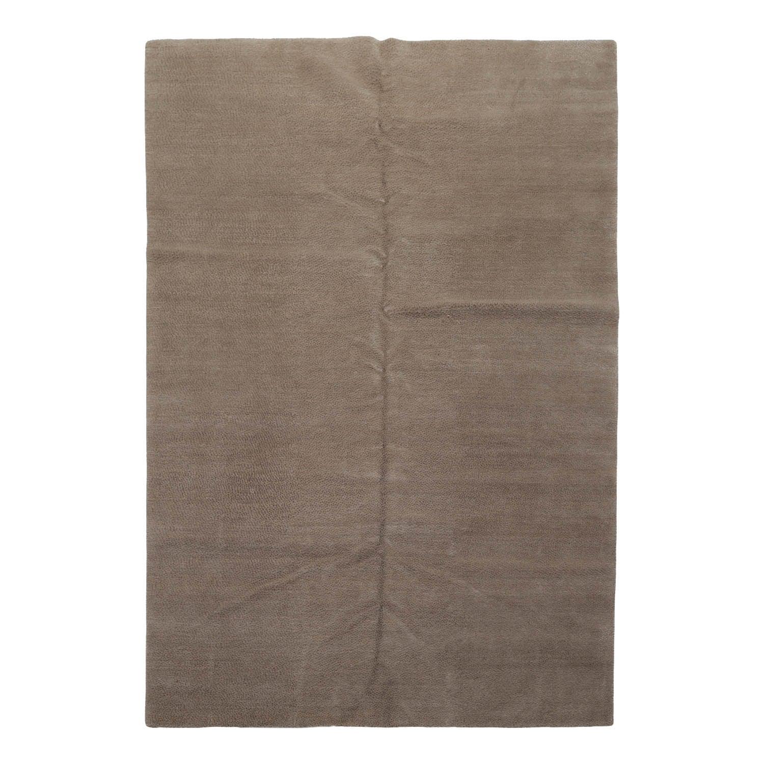 Lapchi 6’ x 8'10" Hand Knotted Modern Pindrop Wool & Silk Tibetan Area Rug Taupe-1