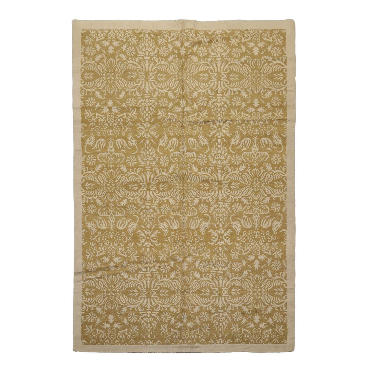 5’11” x 8’10" Lapchi Hand Knotted Wool & Silk Loop Pile Fandago Tibetan Area Rug-1