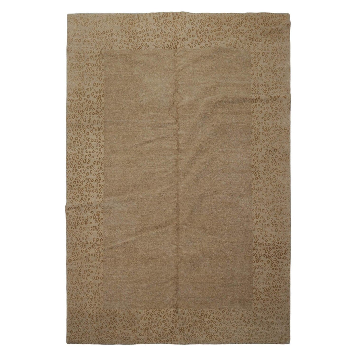 6'1" x 9' Lapchi Hand Knotted Wool & Silk Animal Print Tibetan Area Rug Beige-1