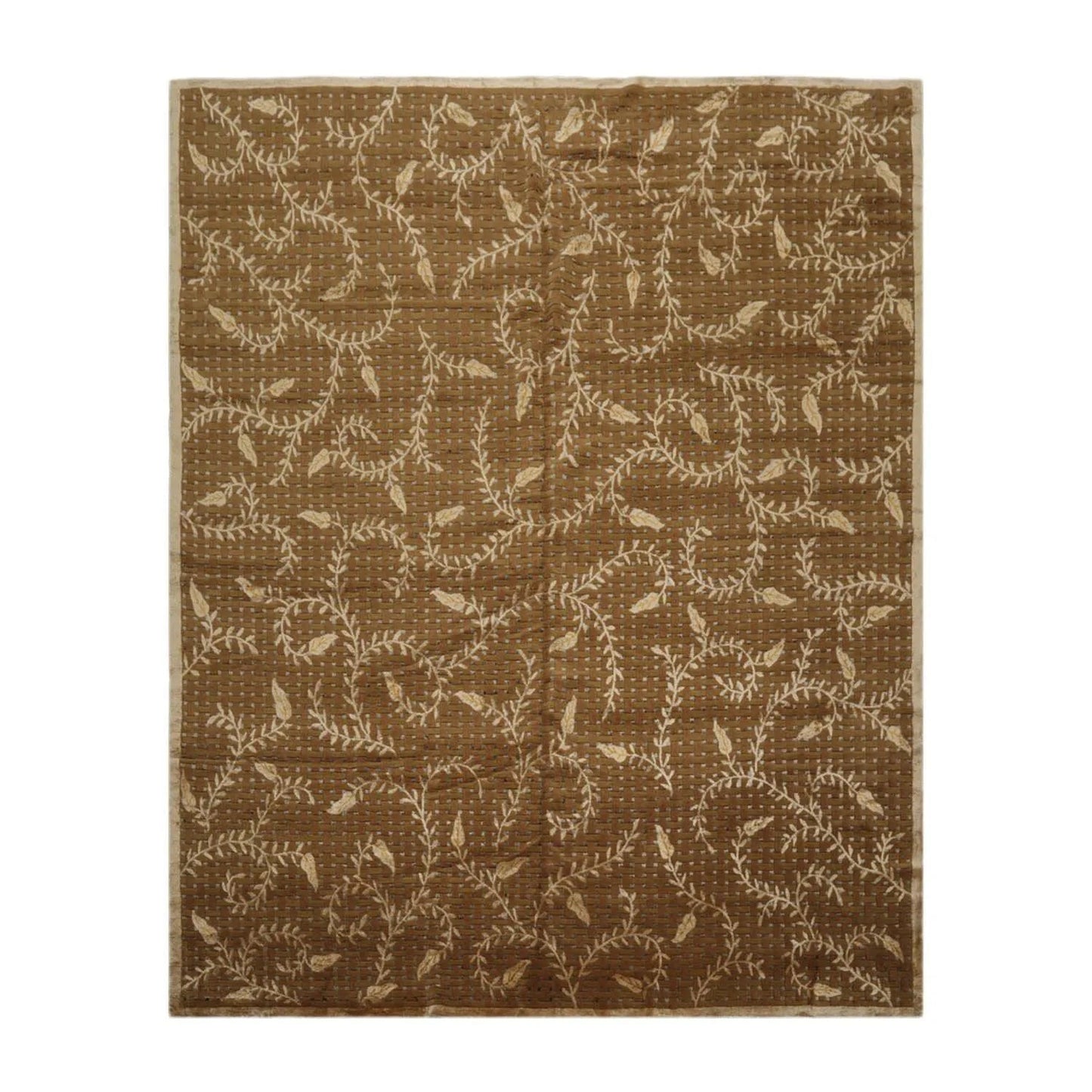 8’x10’ Couristan Hand Knotted Wool & Silk Basketweave Tibetan Area Rug Brown-0