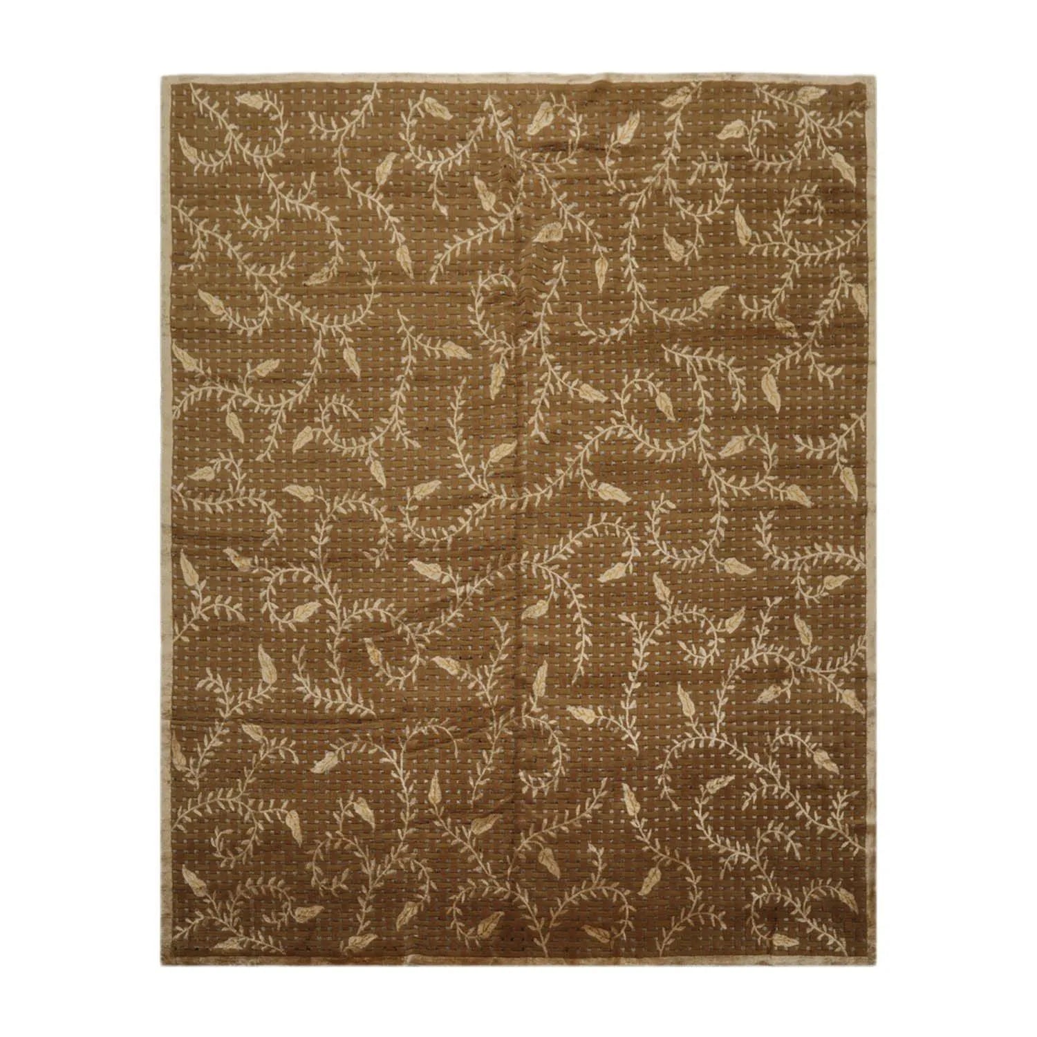 8’x10’ Couristan Hand Knotted Wool & Silk Basketweave Tibetan Area Rug Brown-0