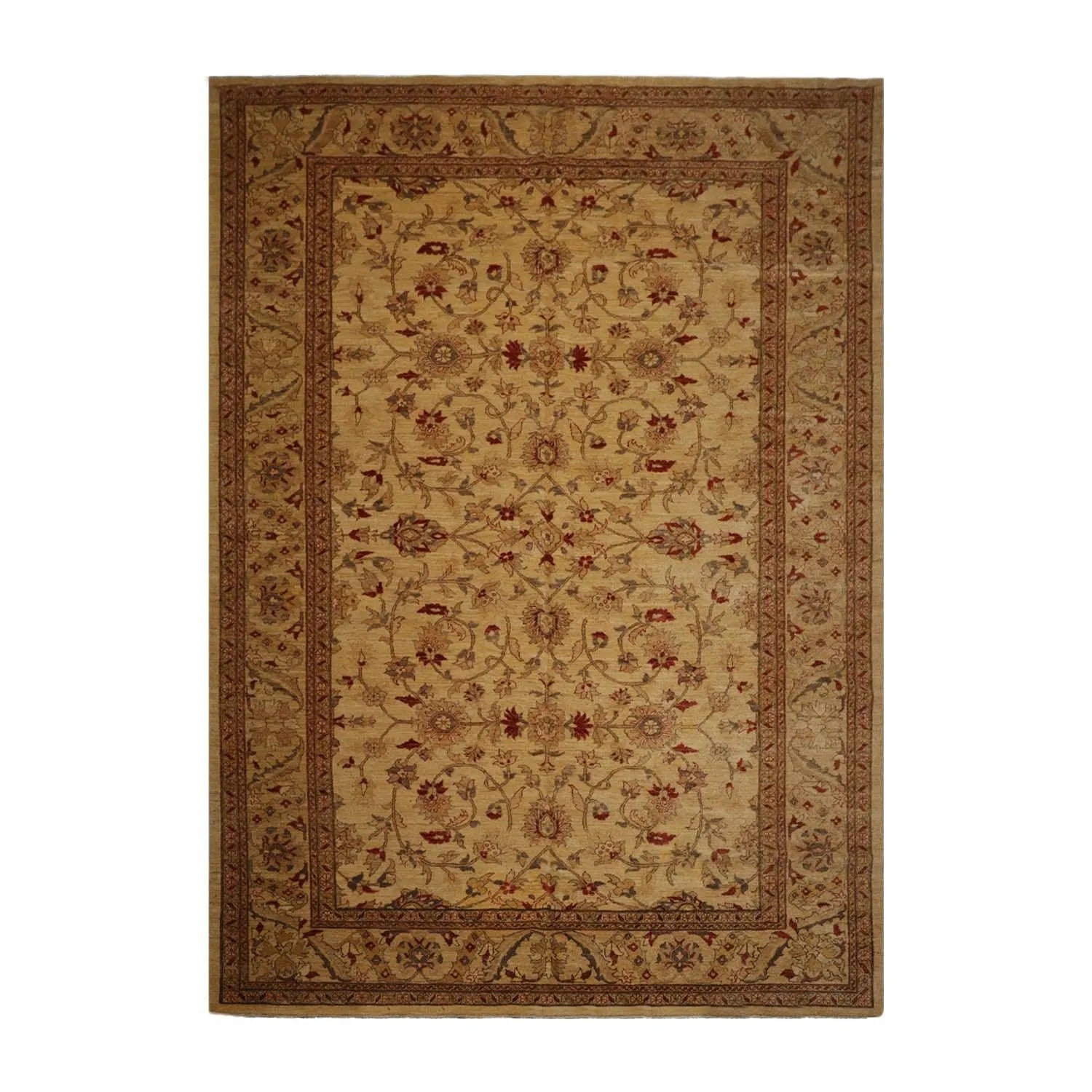 9’11” x 14’ Hand Knotted Wool Peshawar Traditional Oriental Area Rug Light Gold-1