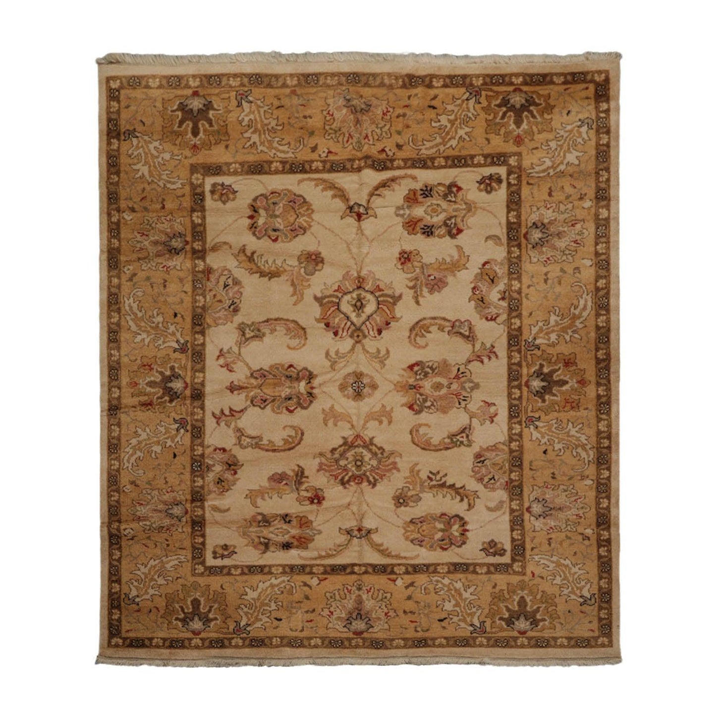 7’11”x9’4" Authentic Hand Knotted Wool Turkish Oushak Oriental Area Rug Beige-0