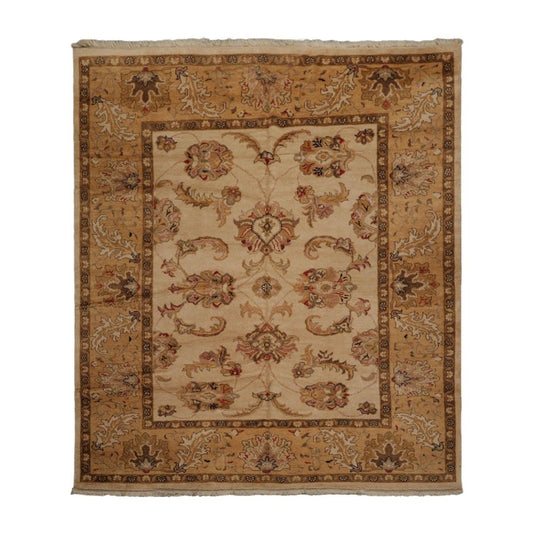 7’11”x9’4" Authentic Hand Knotted Wool Turkish Oushak Oriental Area Rug Beige-0