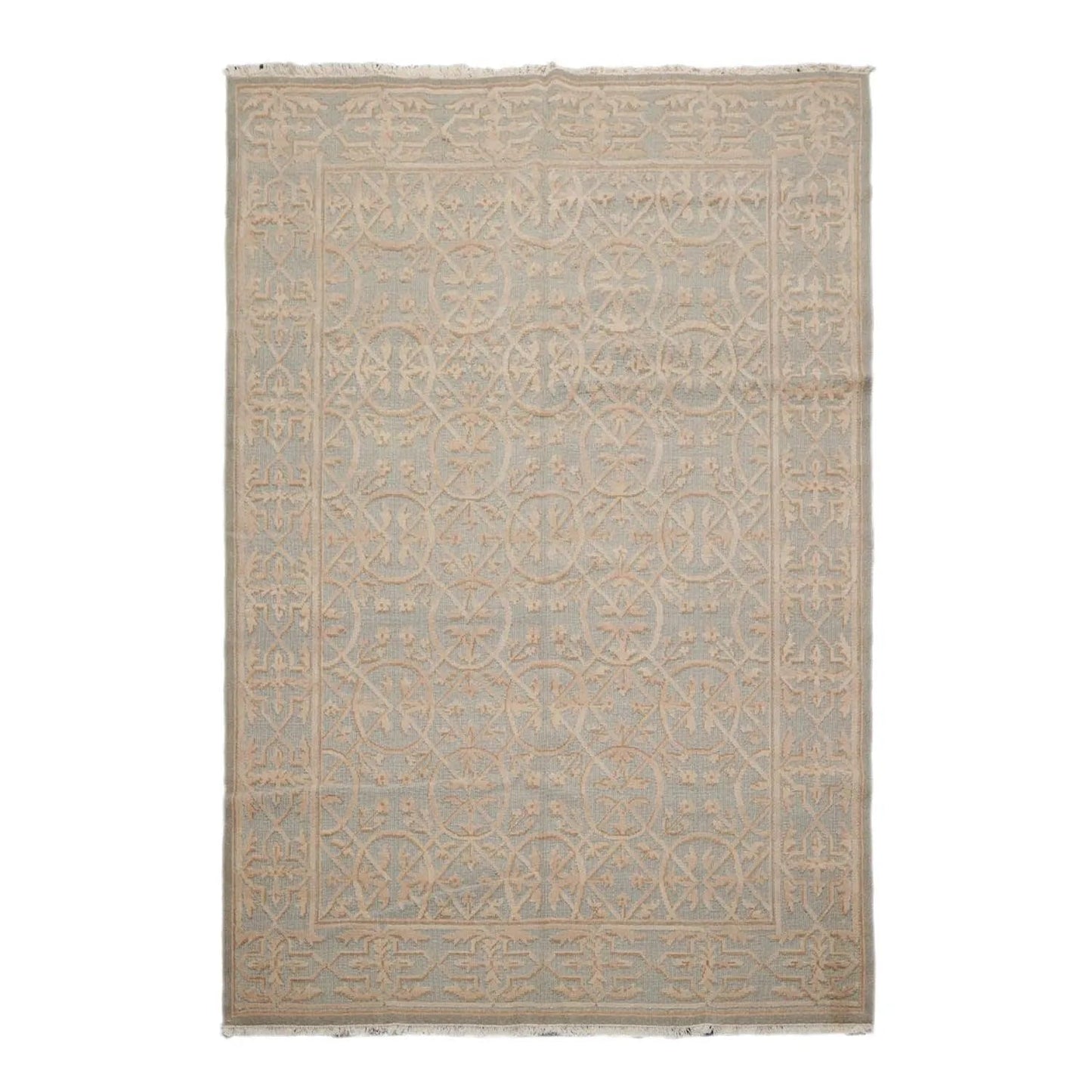 Authentic Turkish Oushak Hand Knotted Wool Oriental Area Rug Sea Foam 6’x9’-1