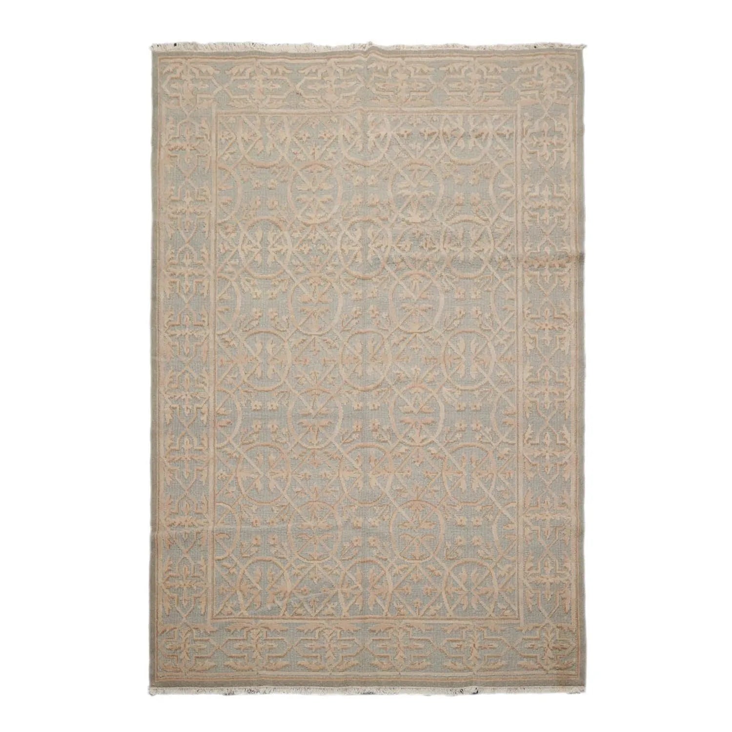 Authentic Turkish Oushak Hand Knotted Wool Oriental Area Rug Sea Foam 6’x9’-1