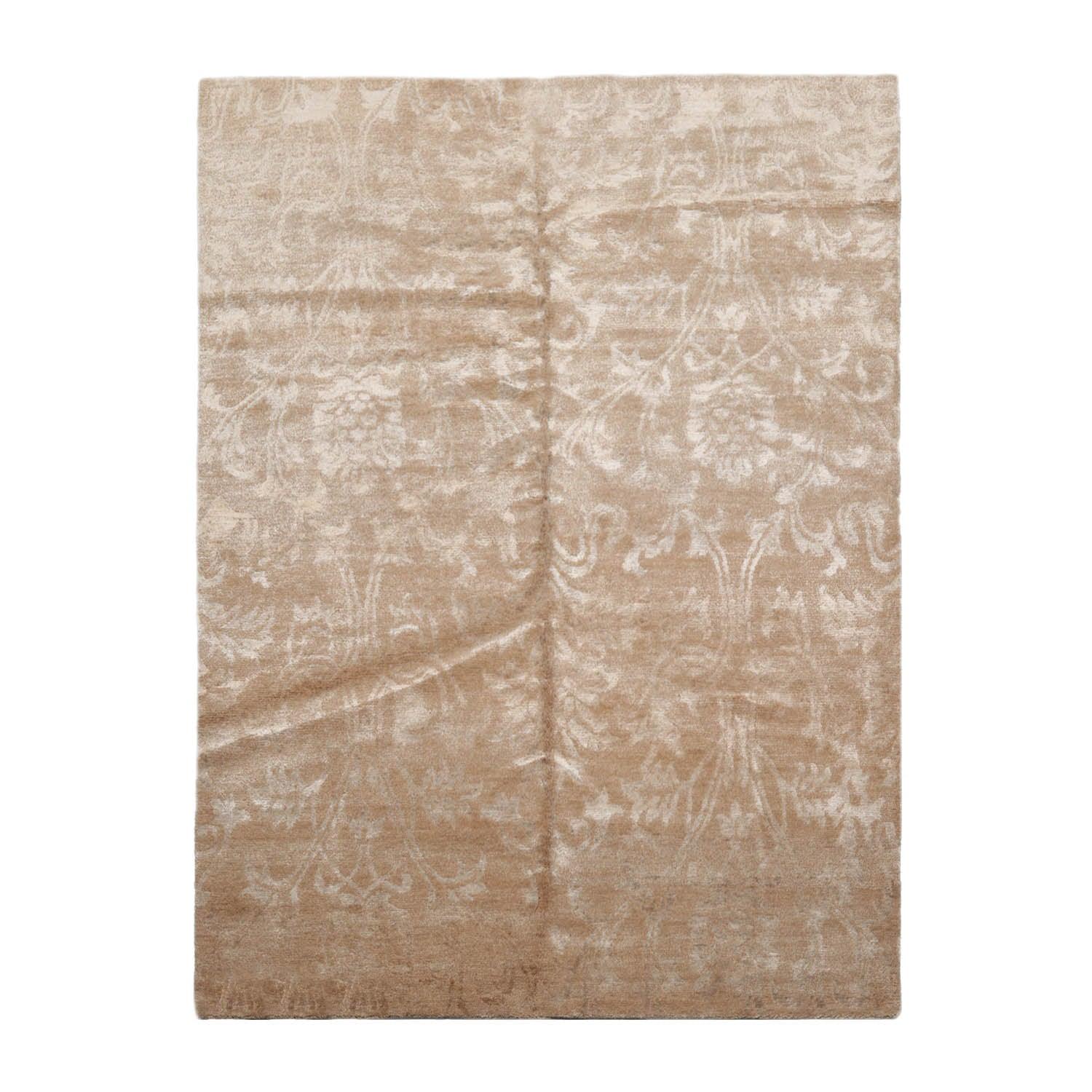 5’6" x 7’5”Hand Knotted 100% Bamboo Silk Tibetan Area Rug Beige-0