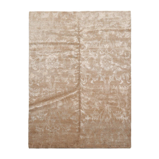 5’6" x 7’5”Hand Knotted 100% Bamboo Silk Tibetan Area Rug Beige-0
