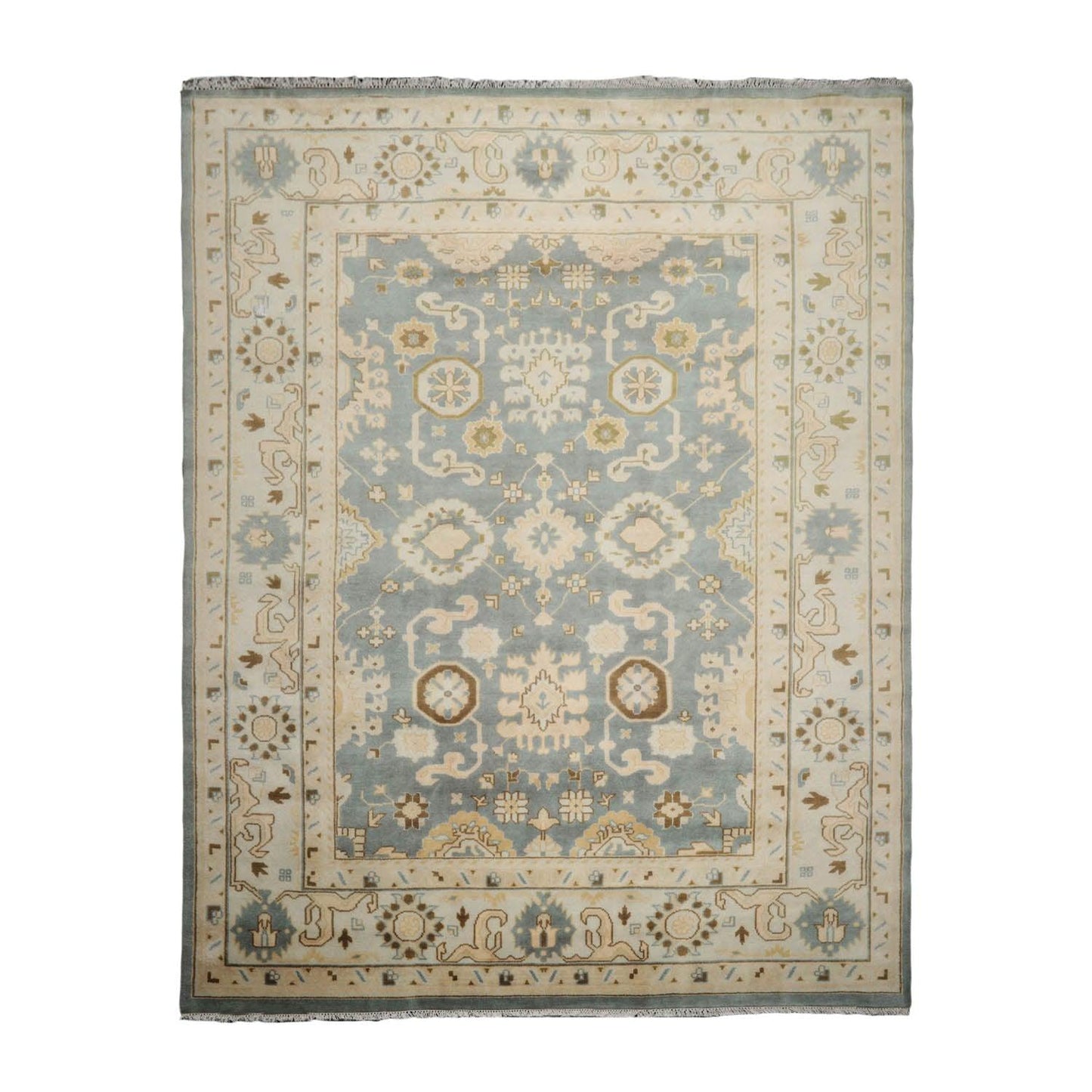 Muted Turkish Oushak 9'2" x 11’10” Hand Knotted 100% Wool Area Rug Celadon-0