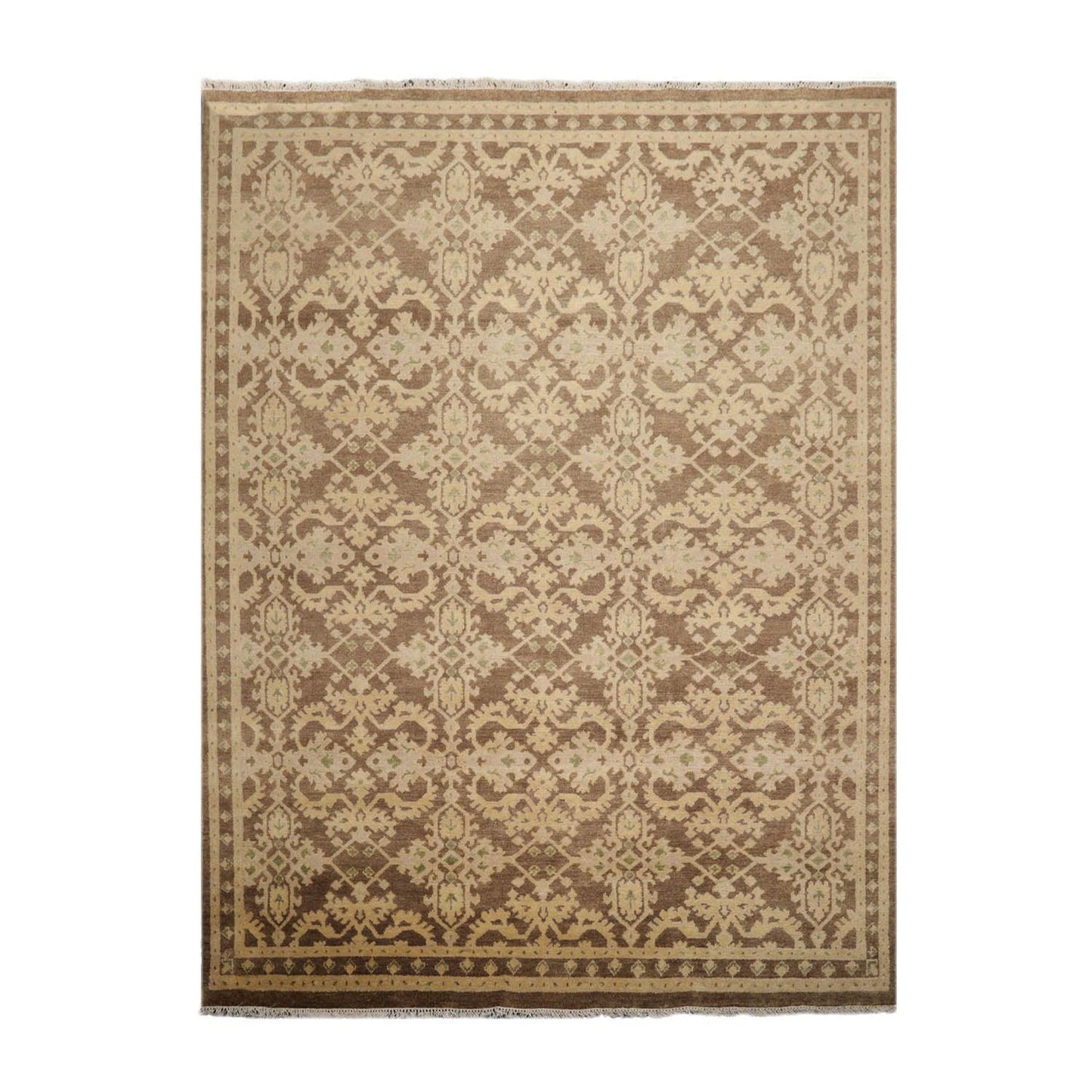 Turkish Oushak Wool 8’8" x 11’9” Hand Knotted Traditional Area Rug Brown-0