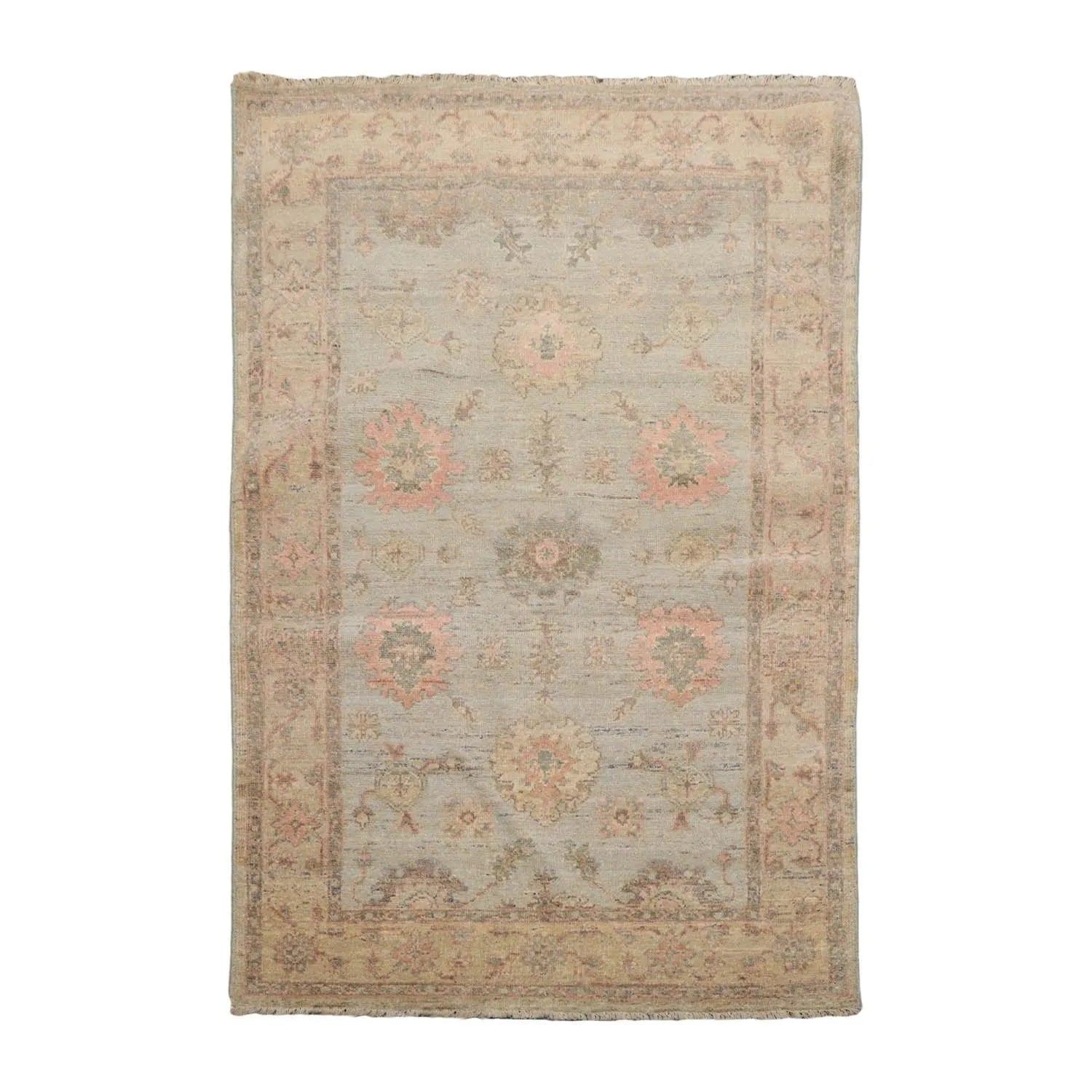 4’ x 6’  Muted Afghan Oushak Vegetable Dyes Hand Knotted Wool Area Rug Mint-0