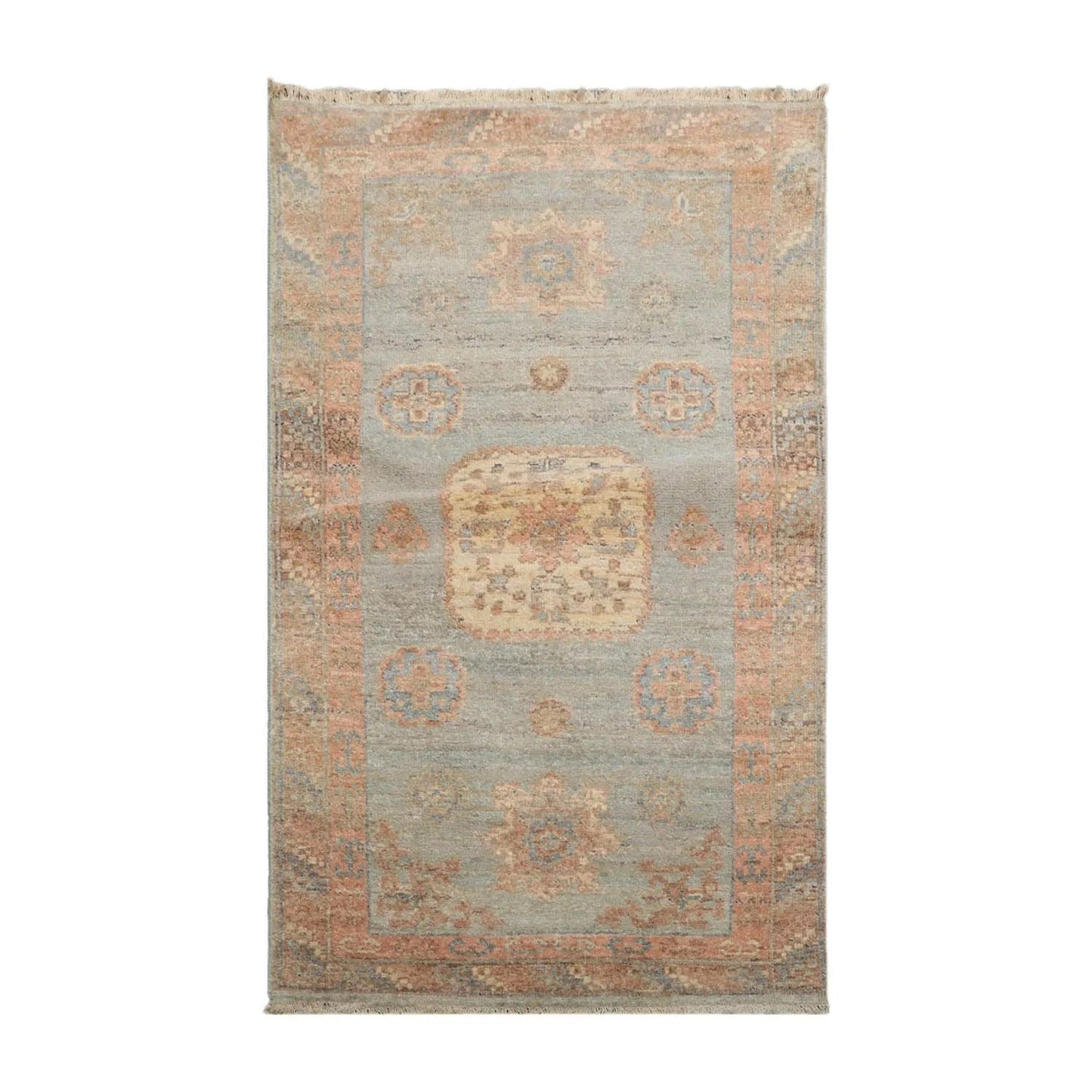 Muted Afghan Oushak Vegetable Dyes 3’ x 5’ Hand Knotted Wool Area Rug Slate-0