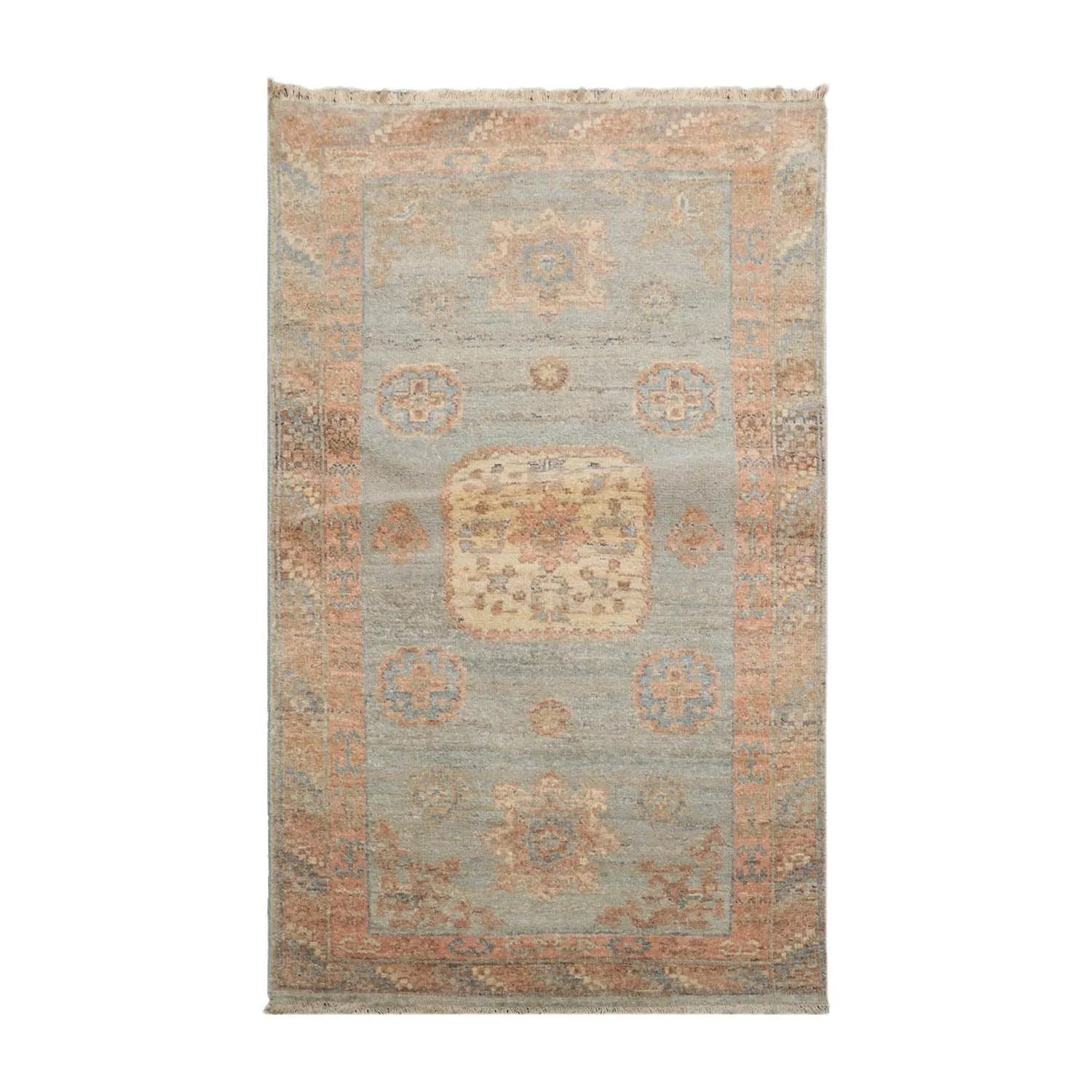Muted Afghan Oushak Vegetable Dyes 3’ x 5’ Hand Knotted Wool Area Rug Slate-0