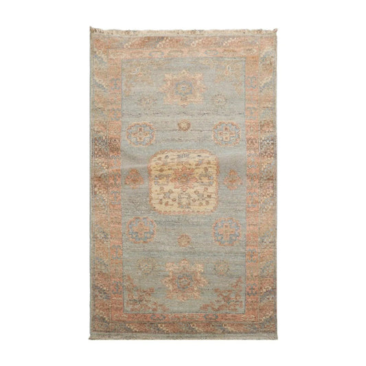 Muted Afghan Oushak Vegetable Dyes 3’ x 5’ Hand Knotted Wool Area Rug Slate-0