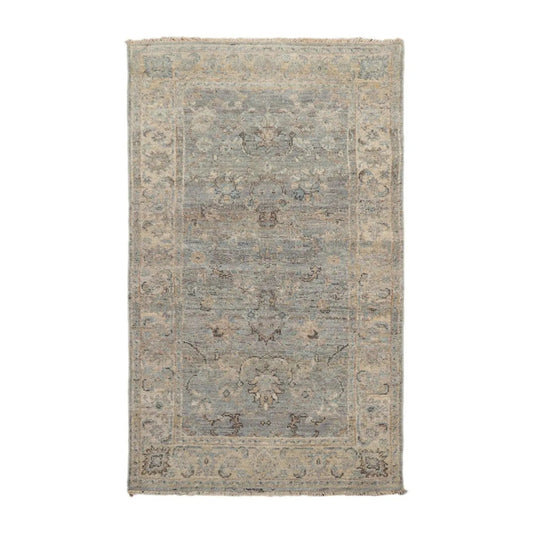 Muted Afghan Oushak Vegetable Dyes 3’ x 5’ Hand Knotted Wool Area Rug Gray-0