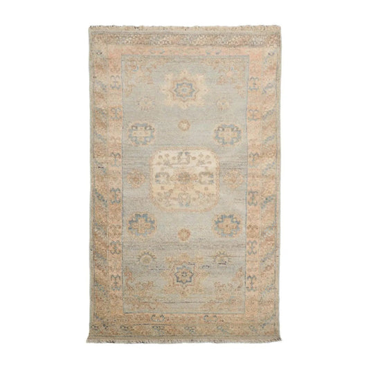 Muted Afghan Oushak Vegetable Dyes 3’ x 5’ Hand Knotted Wool Area Rug Mint-0