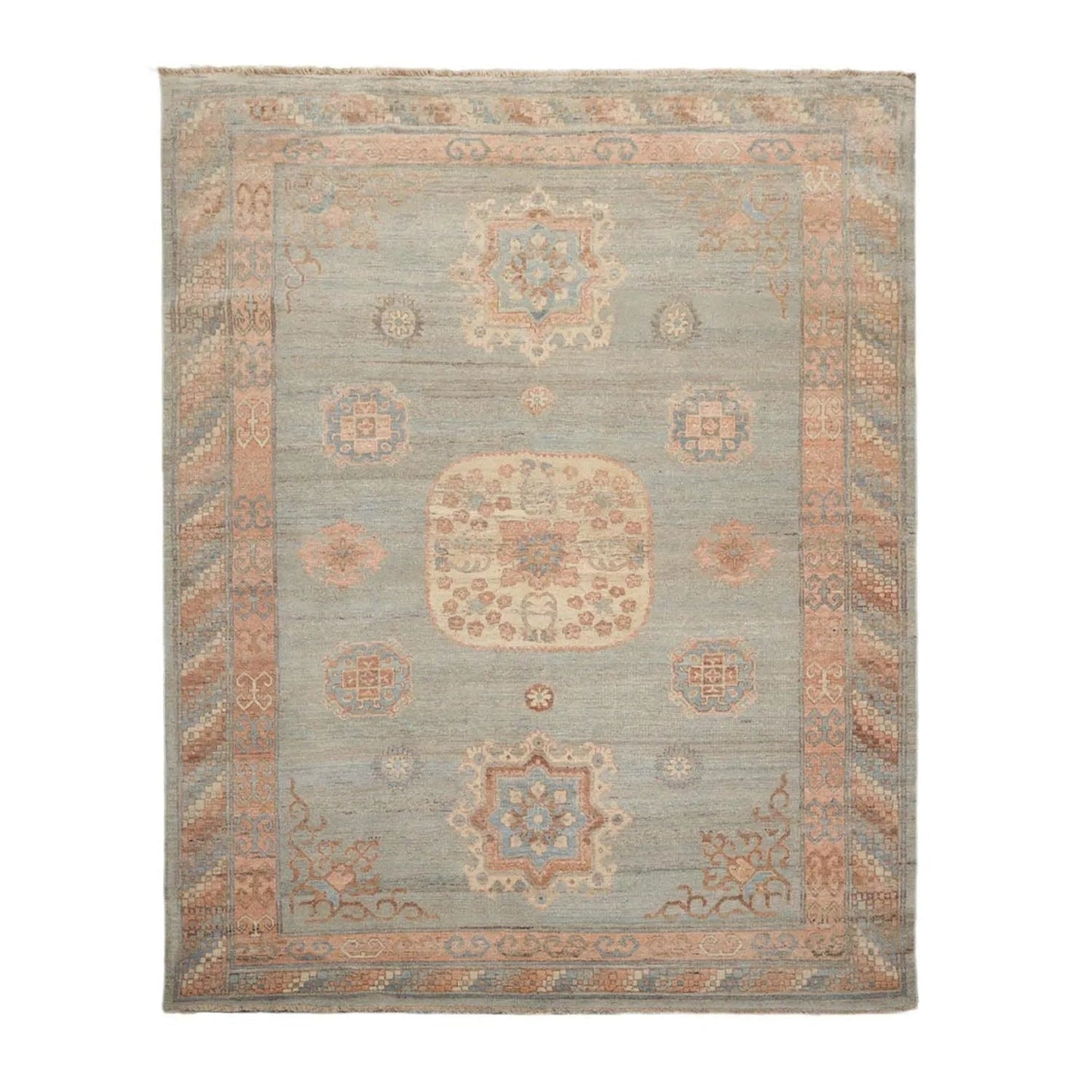8x10 Muted Afghan Oushak Vegetable Dyes Mint Traditional Wool Area Rug-0