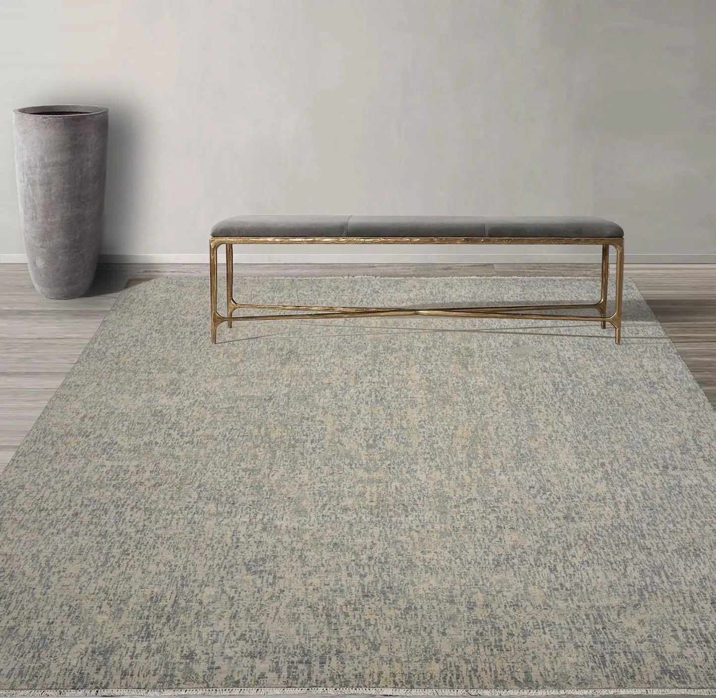 9x12 Gray, Slate Hand Knotted 100% Wool Sherpa Design Tibetan Oriental Area Rug-0