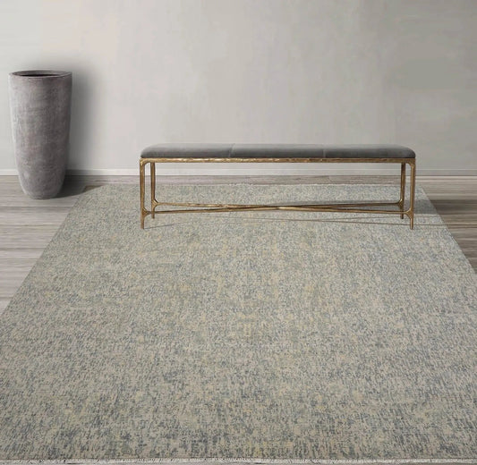 9x12 Gray, Slate Hand Knotted 100% Wool Sherpa Design Tibetan Oriental Area Rug-0