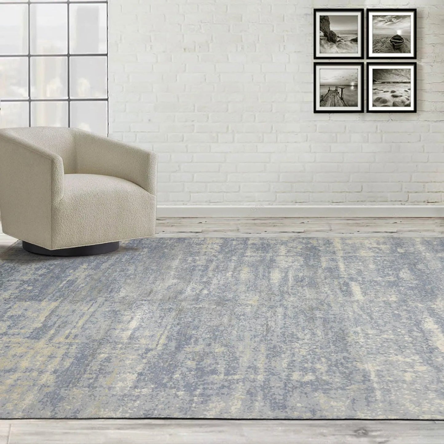 8x10 Slate, Gray Hand Knotted Wool and Silk Sherpa Design Tibetan Oriental Area Rug-0