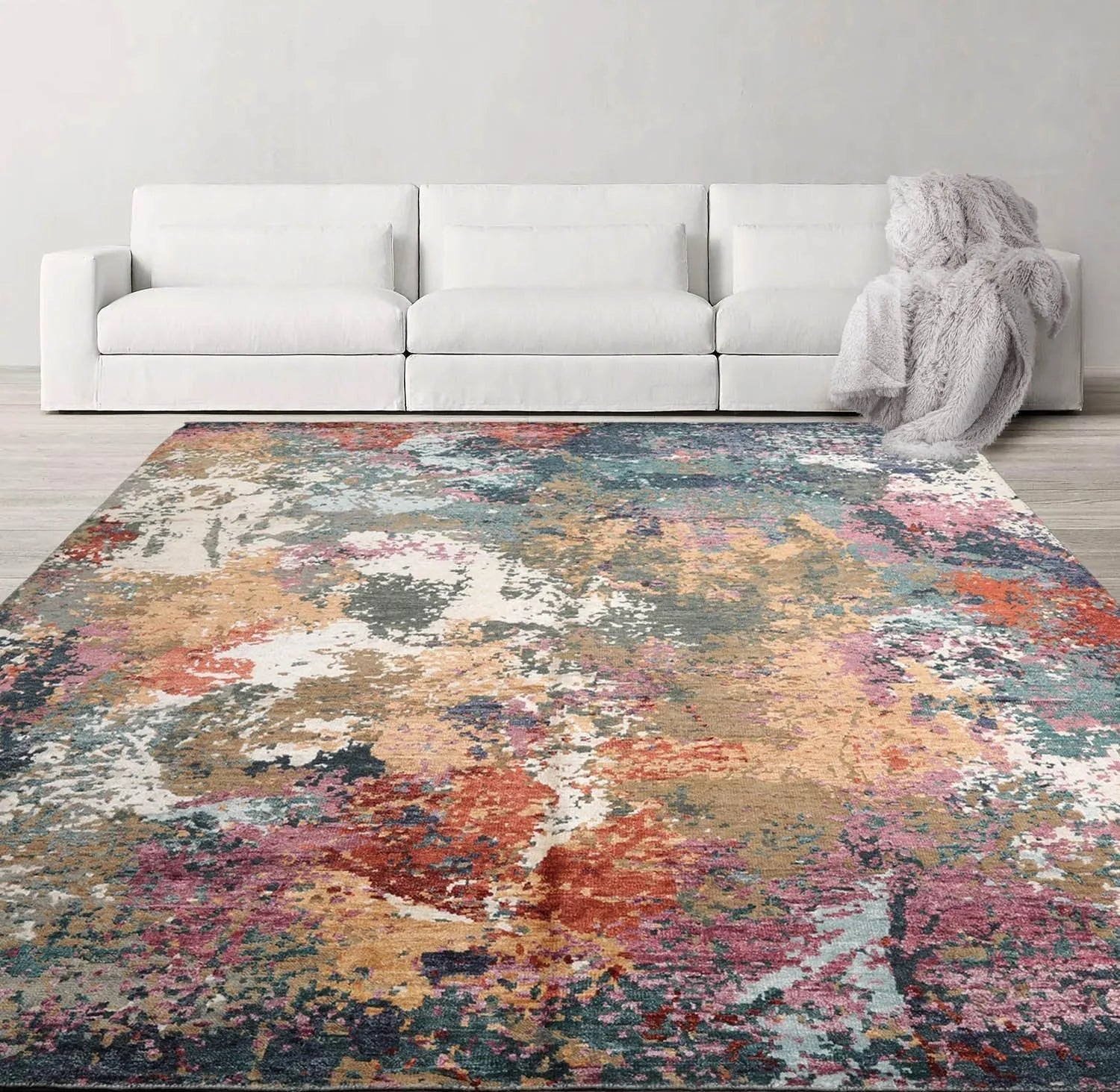 8’ x 10’ Hand Knotted Wool & Silk Tibetan Sherpa Oriental Area Rug Beige-0