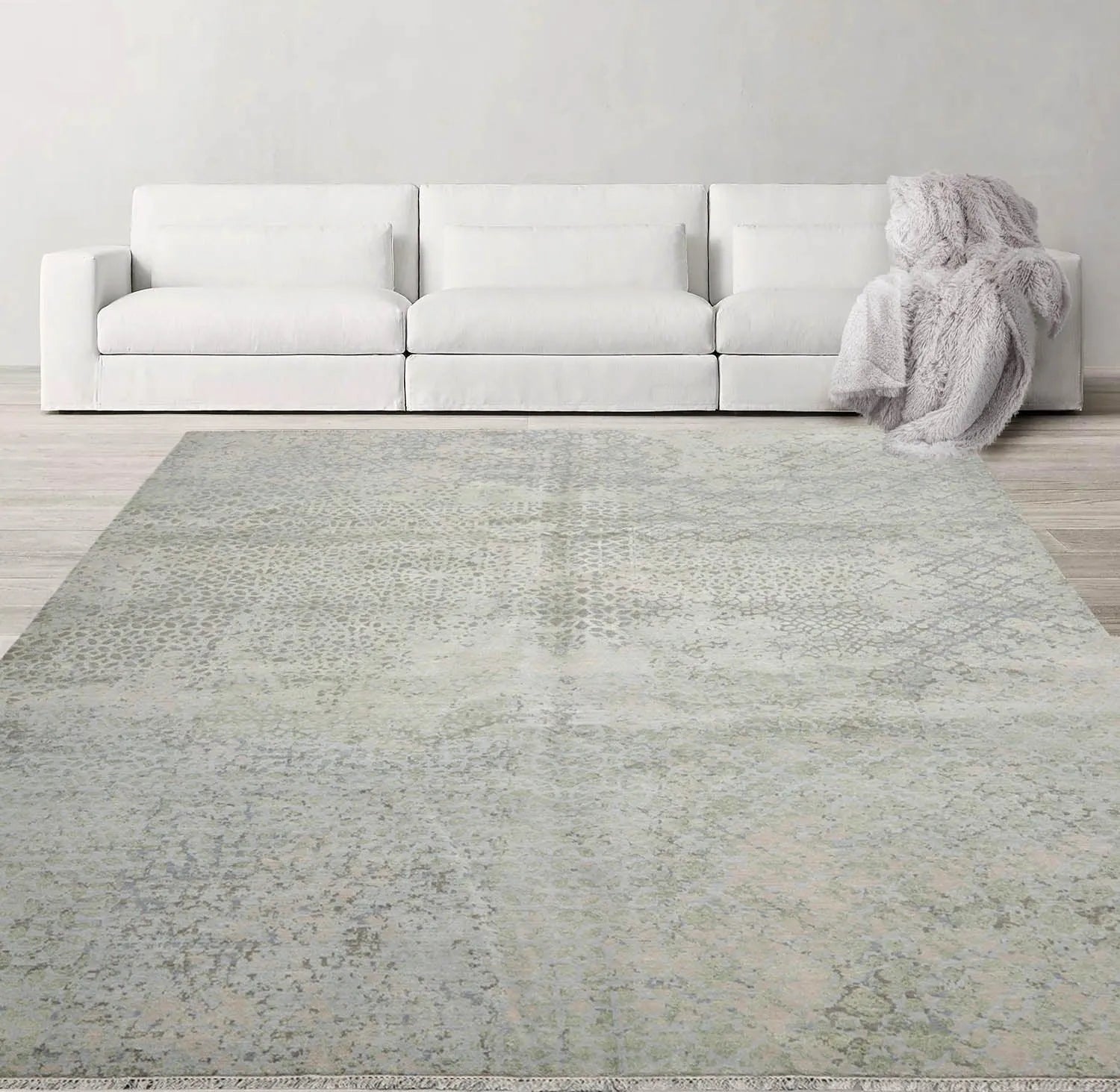 8’ x 10’ Hand Knotted Wool & Silk Tibetan Sherpa Oriental Area Rug Beige-0