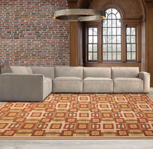 9x12 Hand Woven Wool French Aubusson Needlepoint Area Rug Beige-0