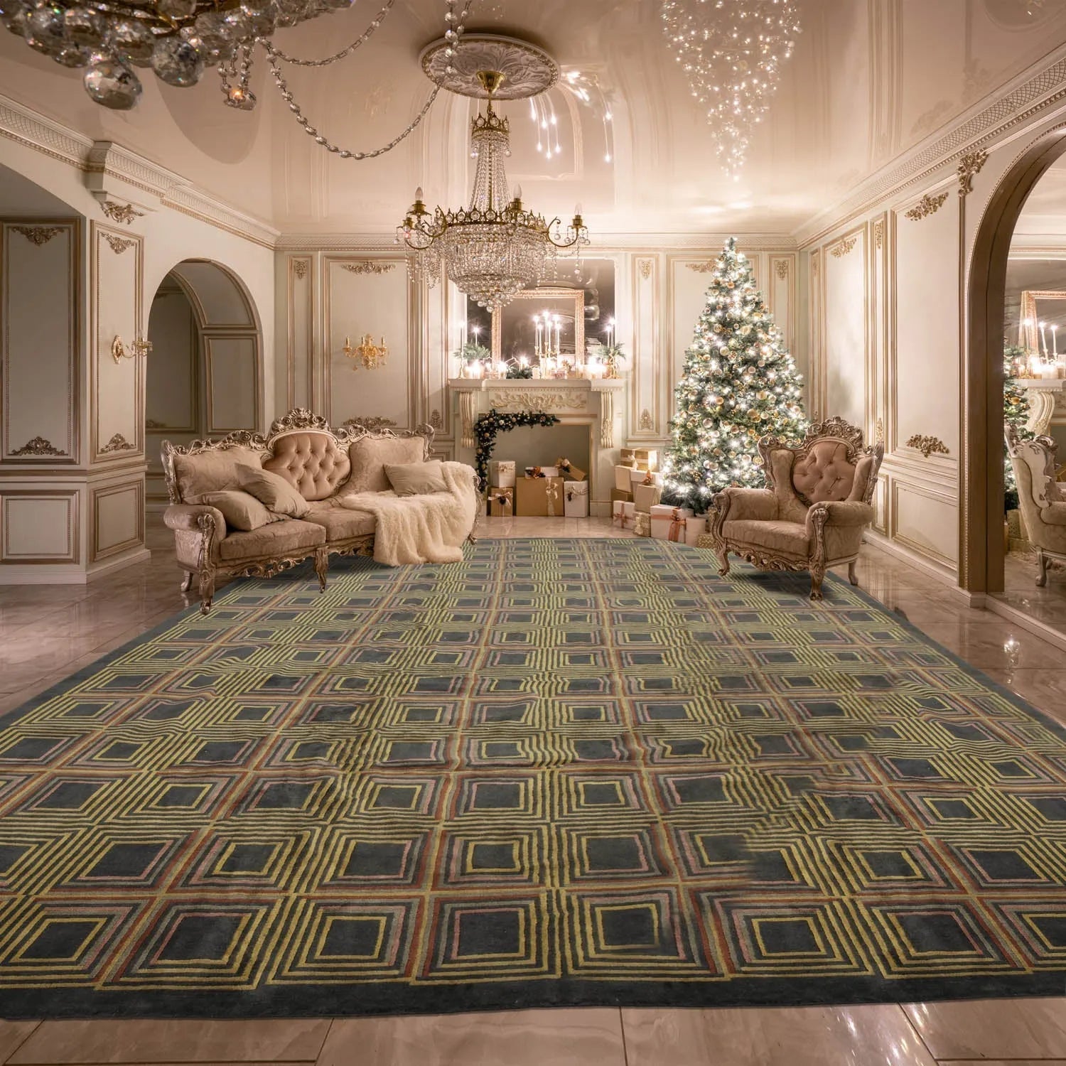Aga John's Palace Size Hand Knotted Tibetan Wool modern Area rug 17'7"x 25'6"-0
