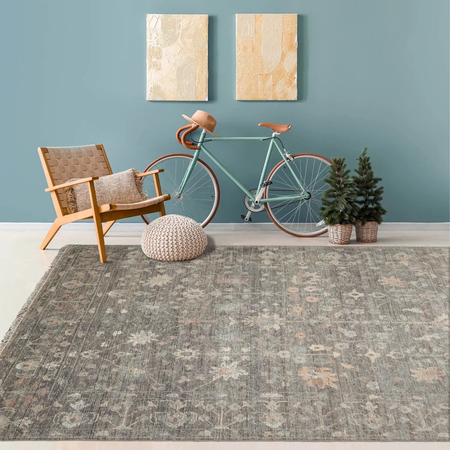 Gray Hand Knotted Traditional Oushak Wool Oriental Rug LoomBloom 8x10-0