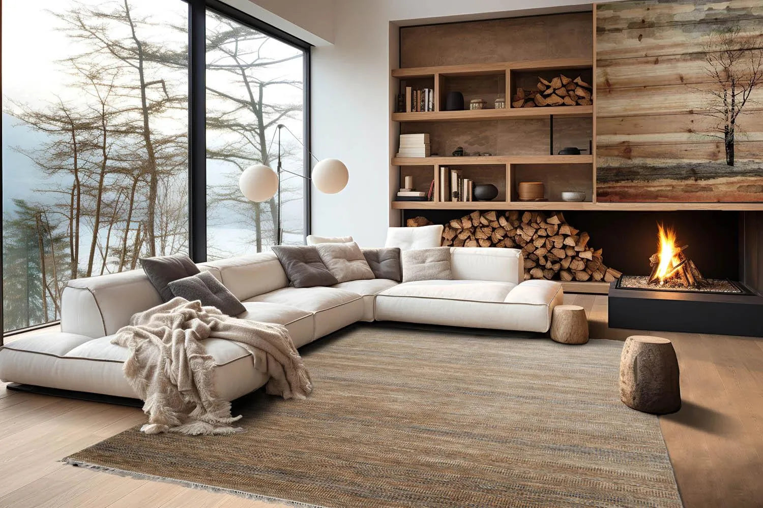 8'x10' Moss Hand Knotted Modern Geometric Tibetan Wool and Bamboo Silk Oriental Area Rug-0