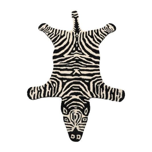 Zebra Handmade 100% Wool Novelty/Animal Oriental Area Rug Black 3'x5'-0