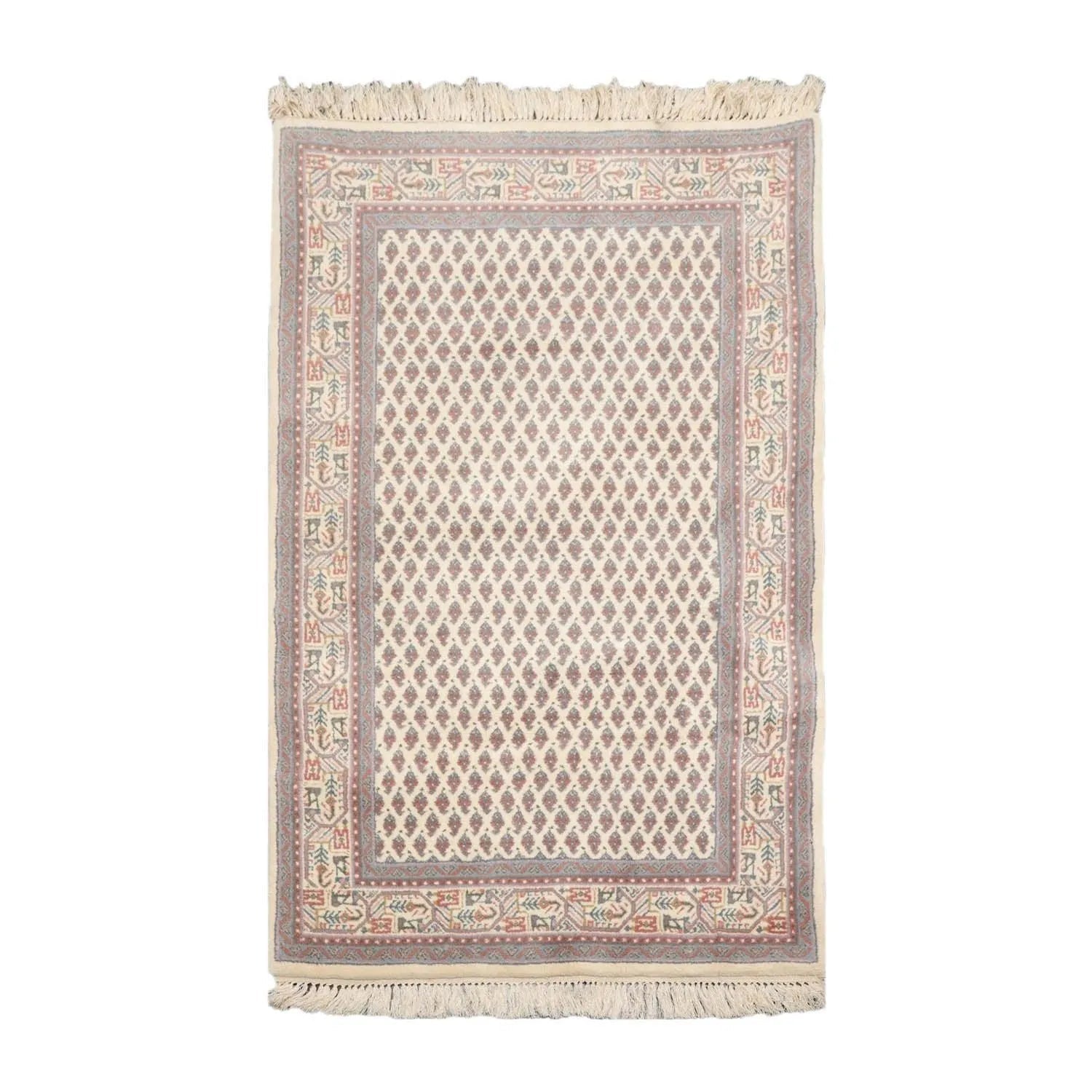 Paisley Boteh Hand Knotted Wool Traditional Oriental Area Rug Cream 3'x5'11''-0