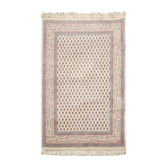 Paisley Boteh Hand Knotted Wool Traditional Oriental Area Rug Cream 3'x5'11''-0