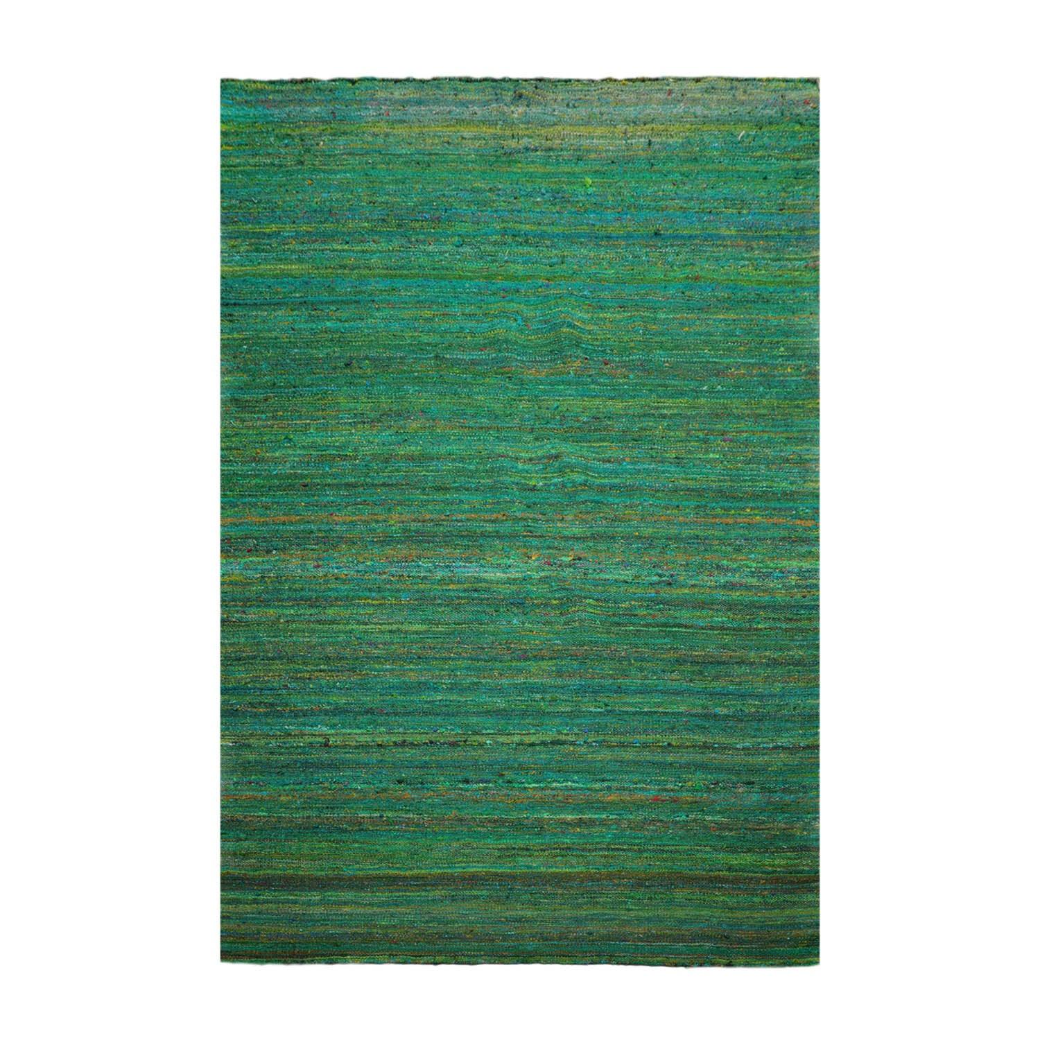 5' x 7'6" Hand Woven 100% Raw Silk Kilim Modern Oriental Area Rug Emerald-0