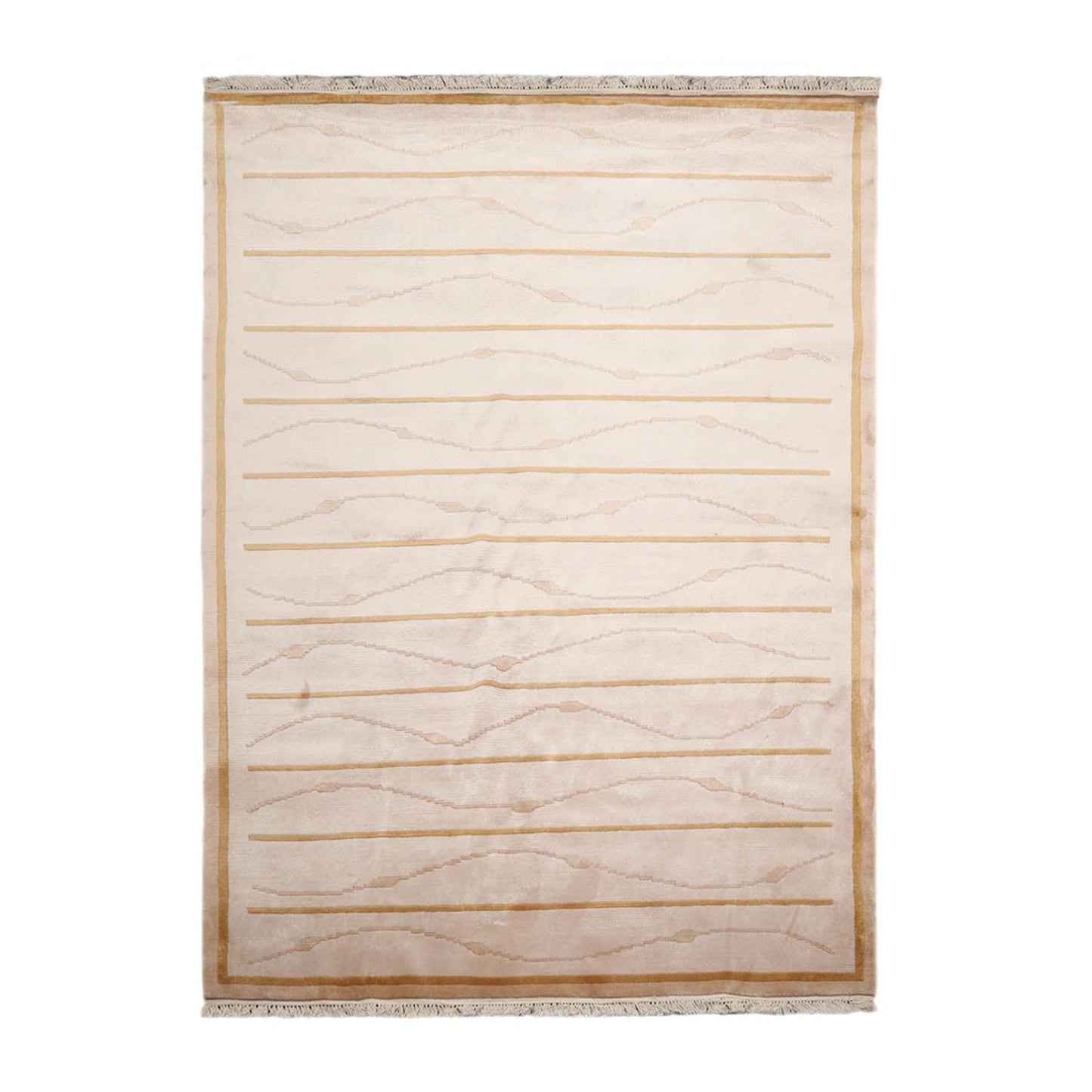 Hand Knotted 100% Wool Modern Tibetan Oriental Area Rug Beige 6'2" x 8'9"-0