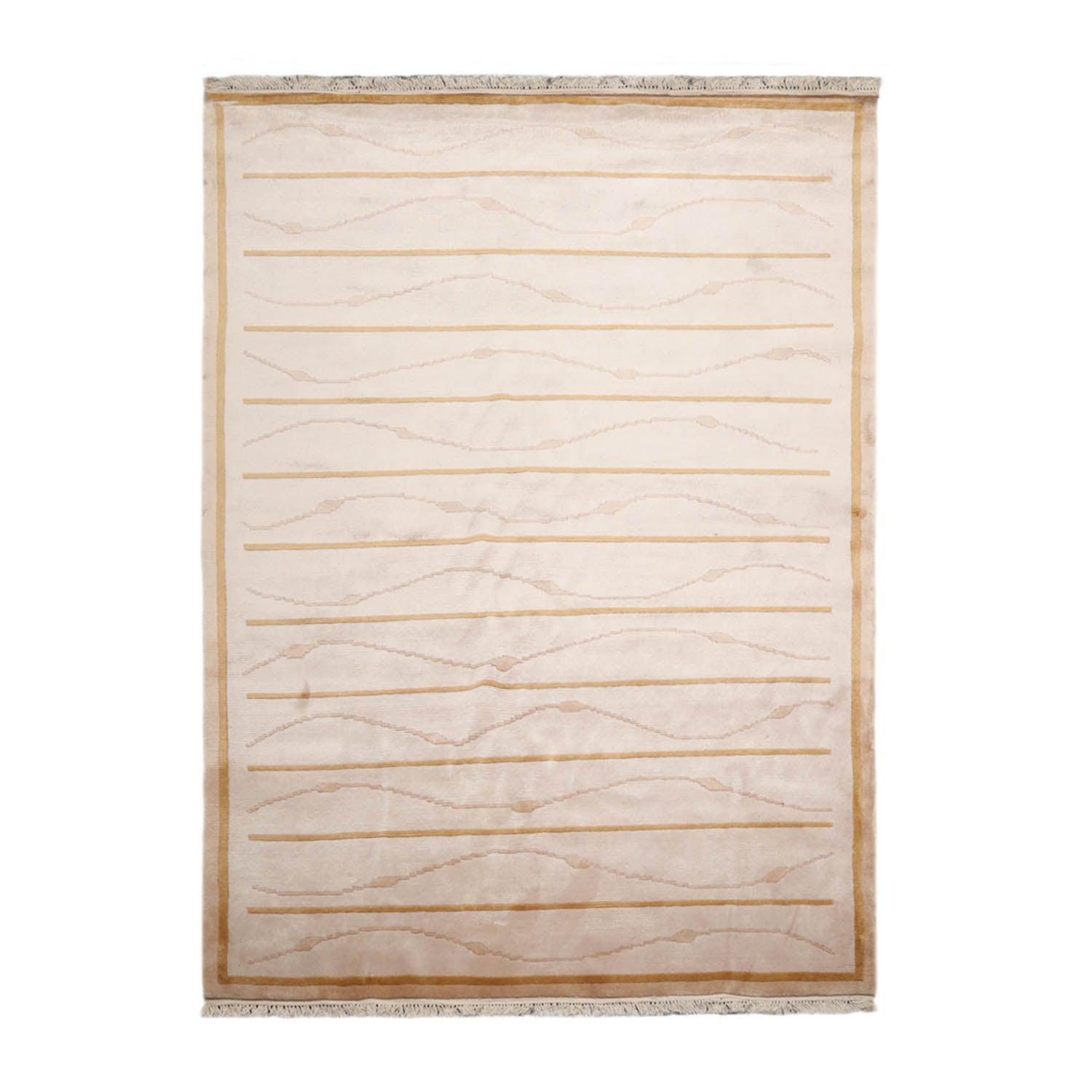 Hand Knotted 100% Wool Modern Tibetan Oriental Area Rug Beige 6'2" x 8'9"-0