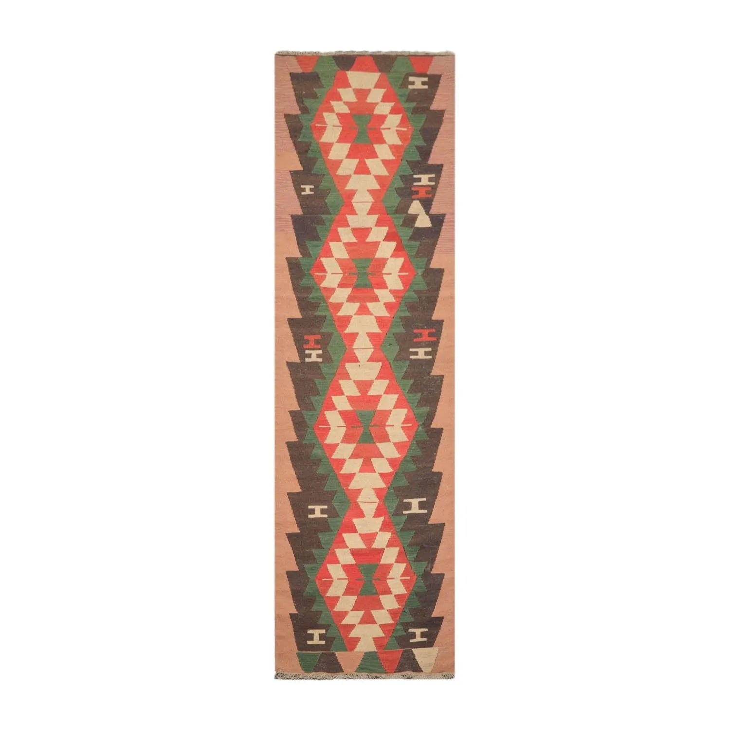 Authentic Turkish Kilim Runner Flat Weave Hand Woven Wool Area Rug Charcoal 3' x 12'6''-0