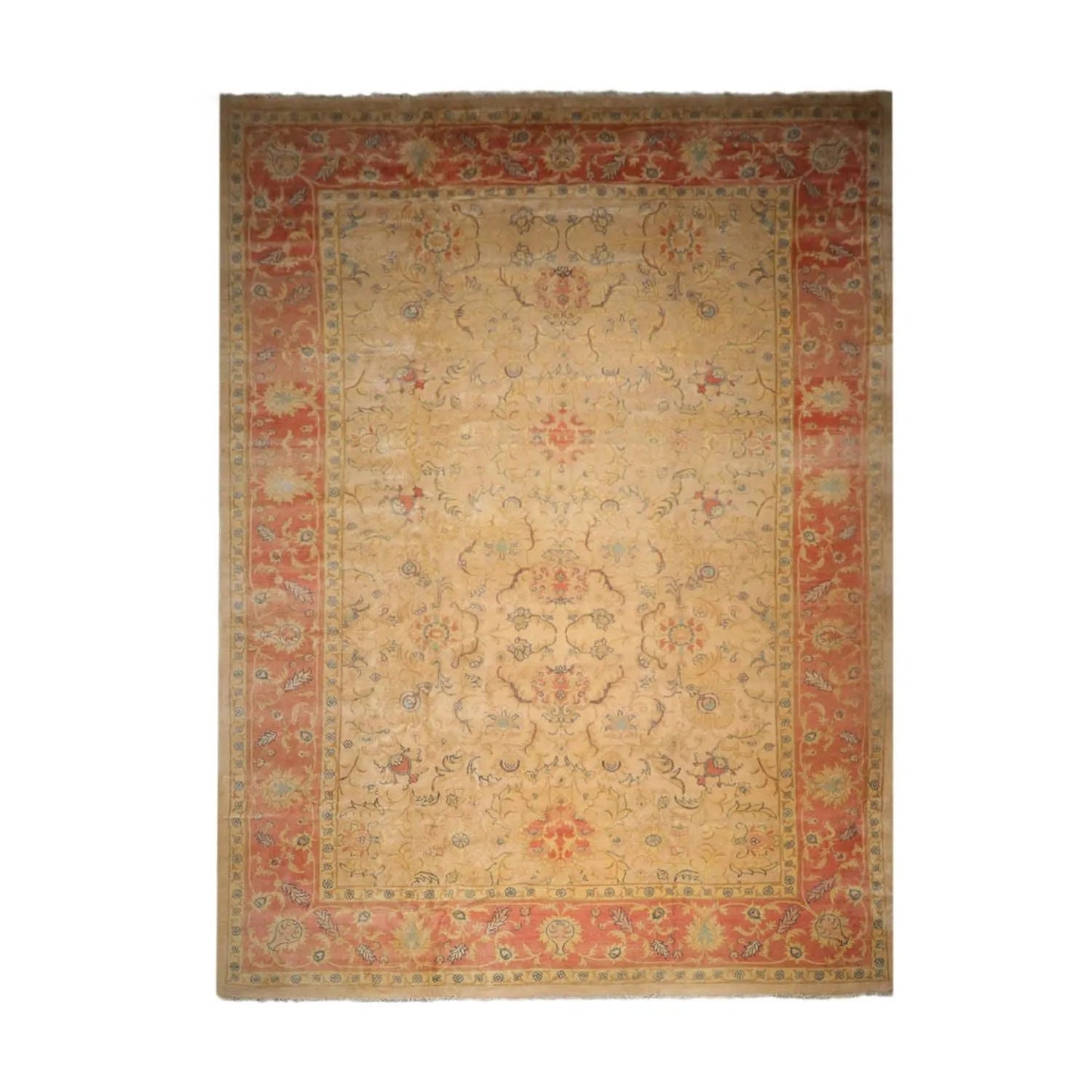 Vintage Zeigler Palace Hand Knotted 100% Wool Area Rug Beige 13'9'' x 18'9''-1