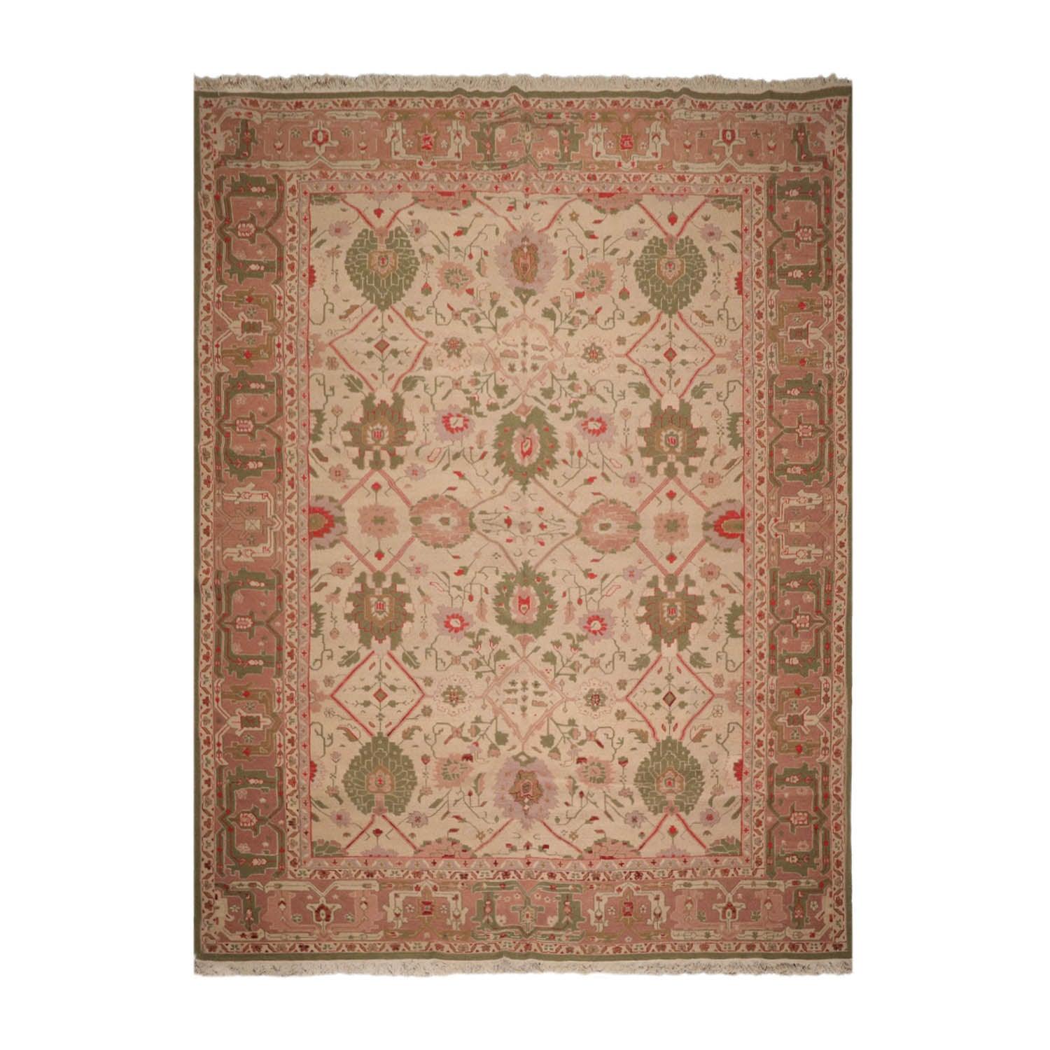 10'3" x 13'9" Hand Knotted 100% Wool Traditional Oriental Area Rug Beige-1