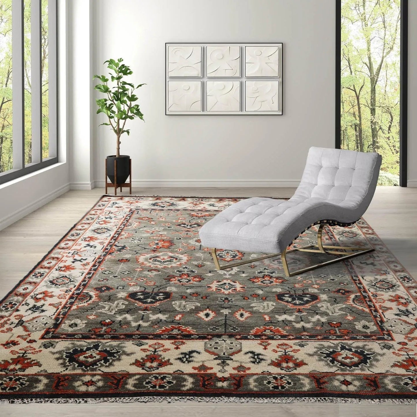 8' 3''x10' LoomBloom Muted Turkish Oushak Hand Knotted 100% Wool Area Rug Gray, Beige Color-0