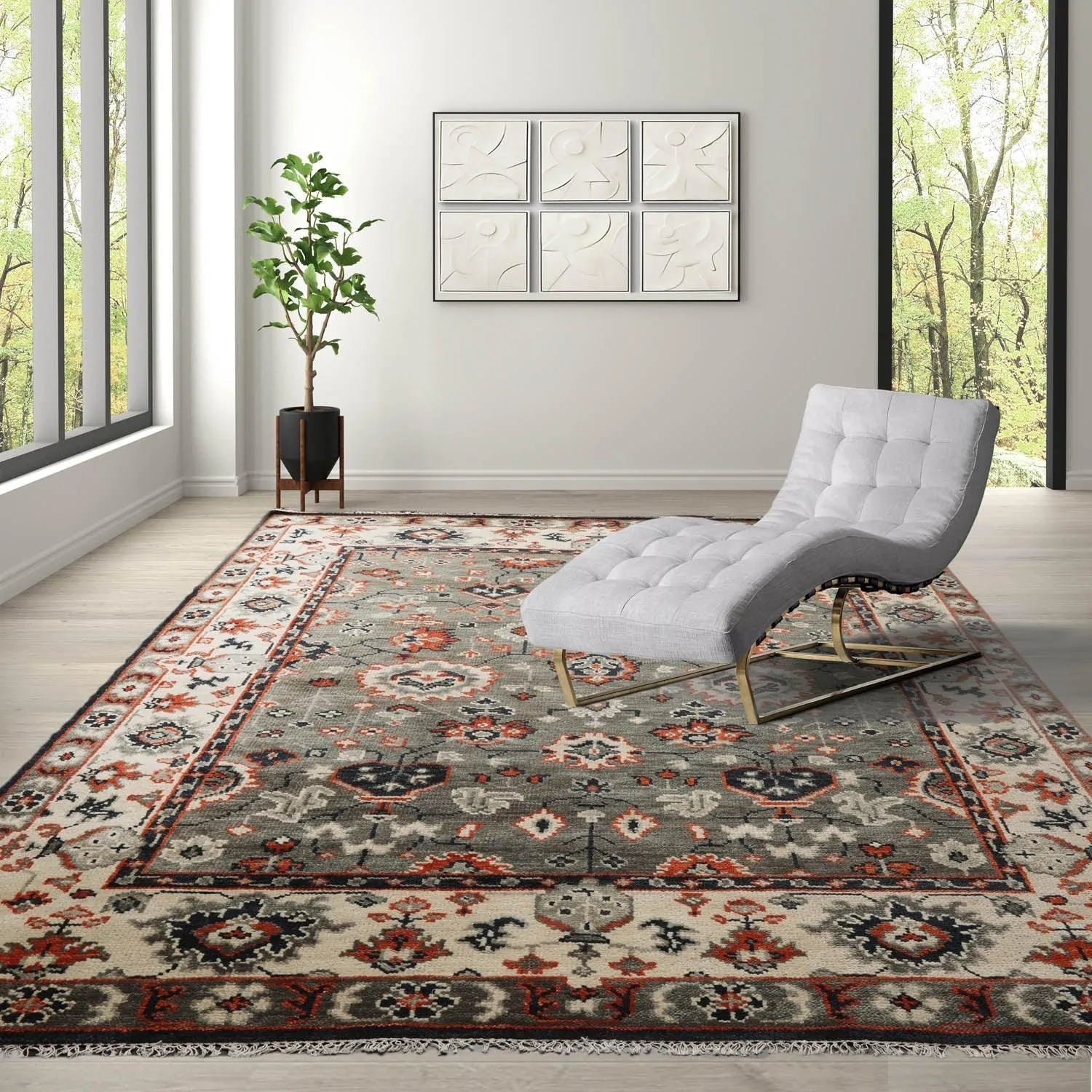 8' 3''x10' LoomBloom Muted Turkish Oushak Hand Knotted 100% Wool Area Rug Gray, Beige Color-0