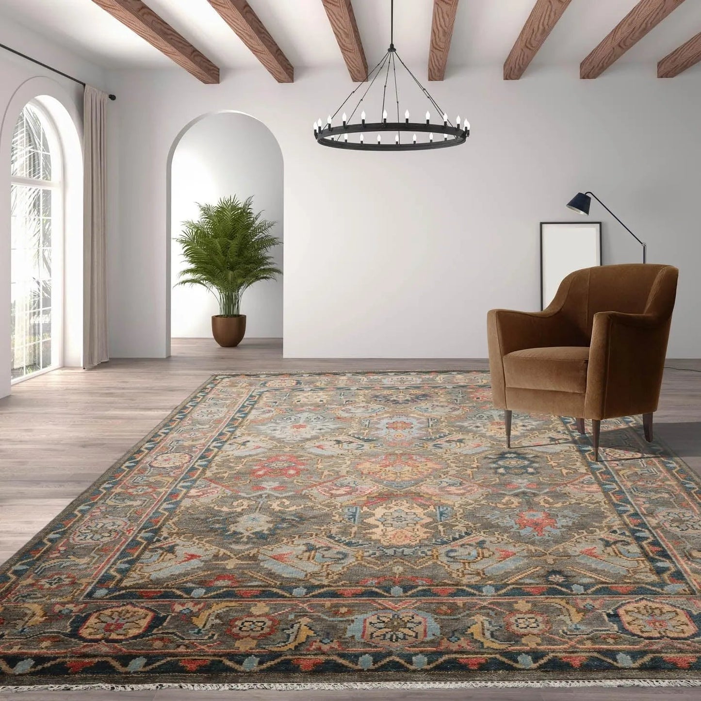Multi Sizes LoomBloom Muted Turkish Oushak Hand Knotted Arts & Craft Wool Traditional Area Rug Mossy Gray Color-0