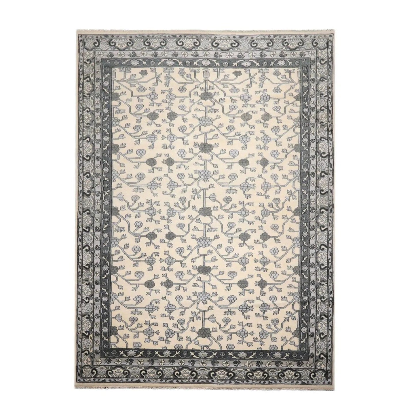 Multi Sizes Hand Knotted 100% Wool Oushak Traditional Oriental Area Rug Ivory-2