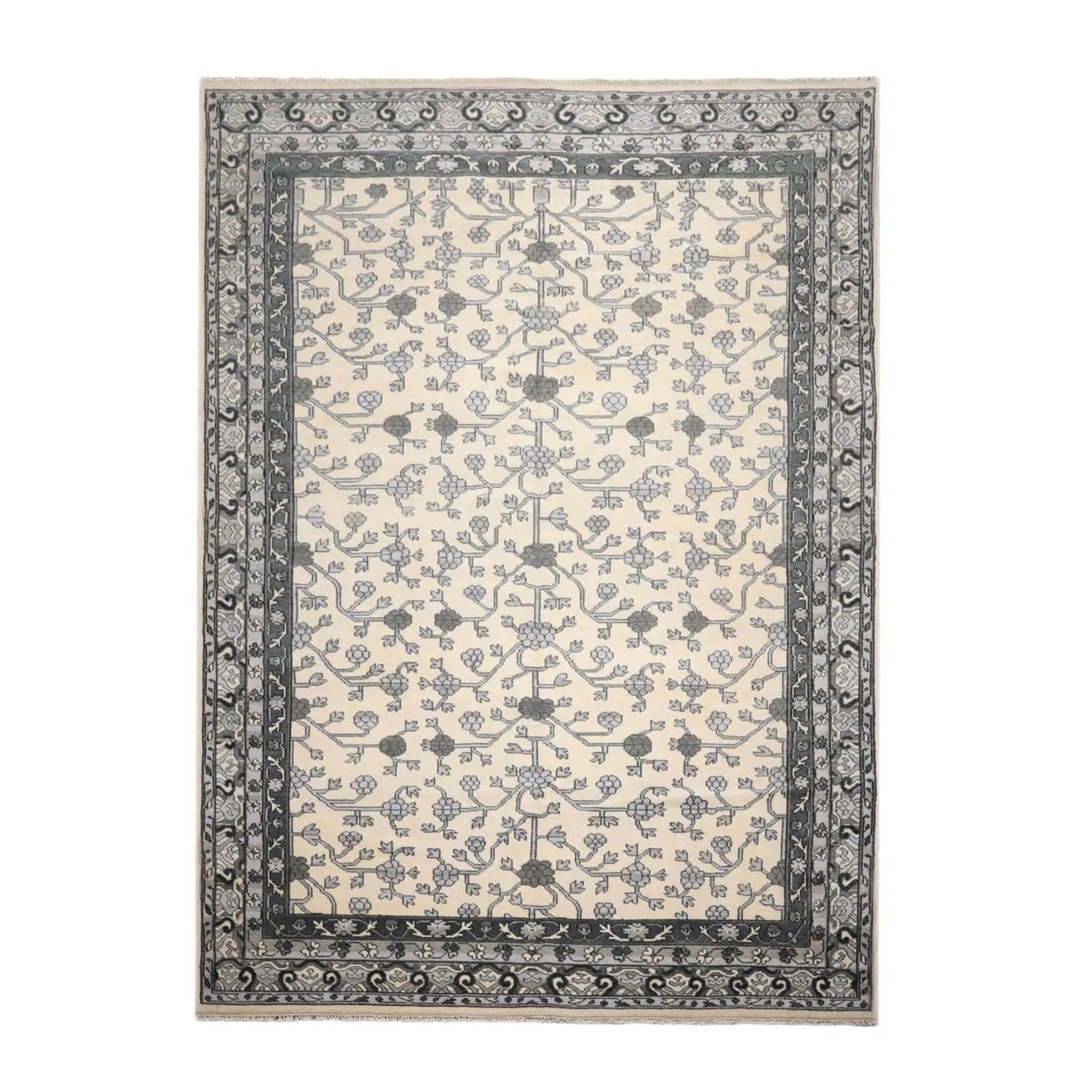 Multi Sizes Hand Knotted 100% Wool Oushak Traditional Oriental Area Rug Ivory-2