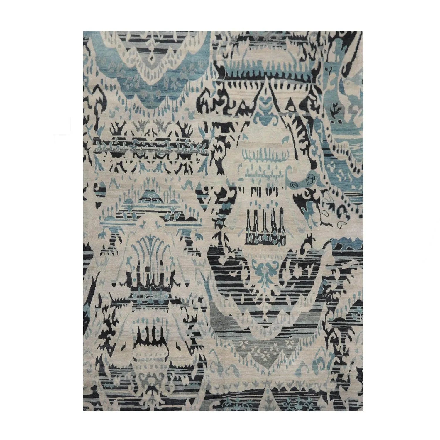 9x12 Hand Knotted Oushak 100% Wool Modern & Contemporary Oriental Area Rug Gray Beige, Charcoal Color-2
