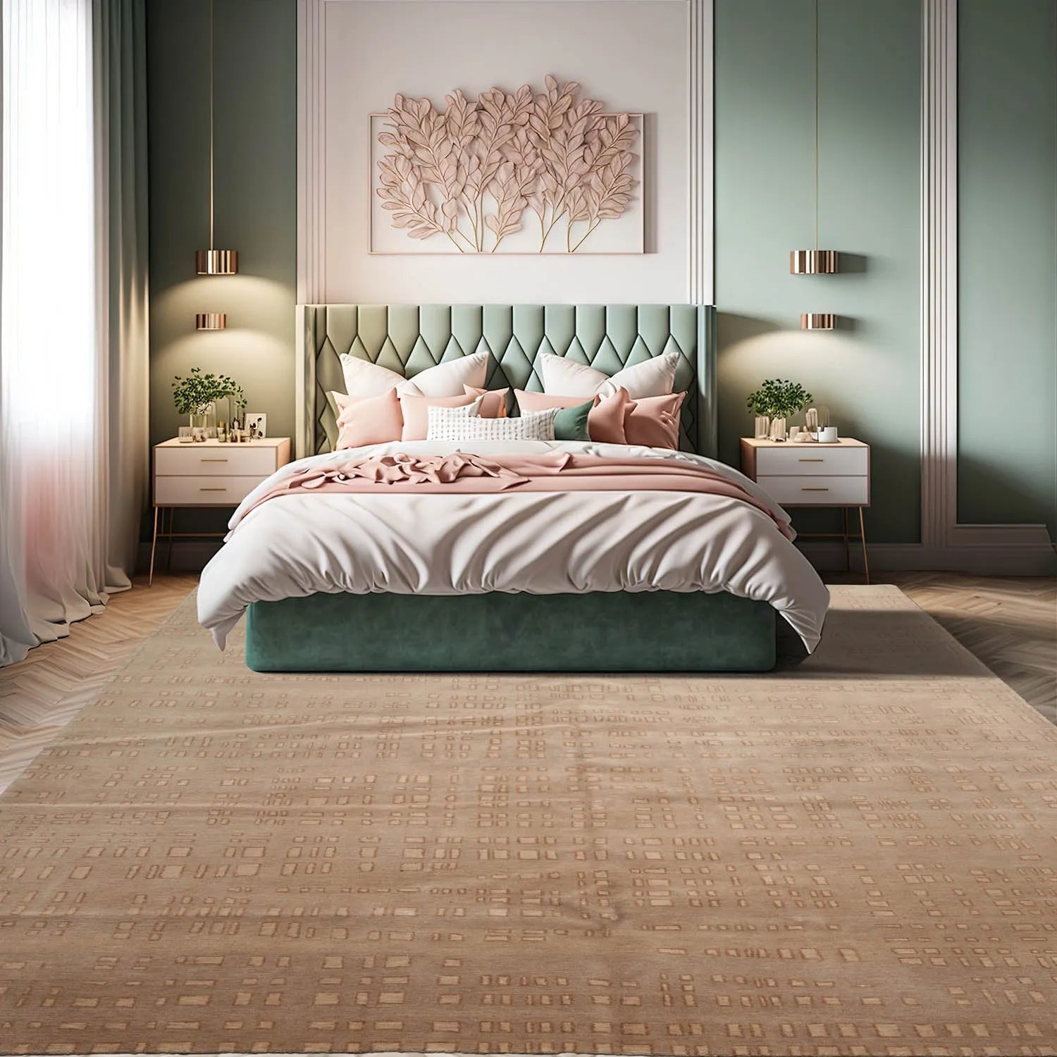 8' x 10' Hand Knotted Tibetan 100% Wool Designer Modern & Contemporary  Oriental Area Rug Tan,Brown Color-1
