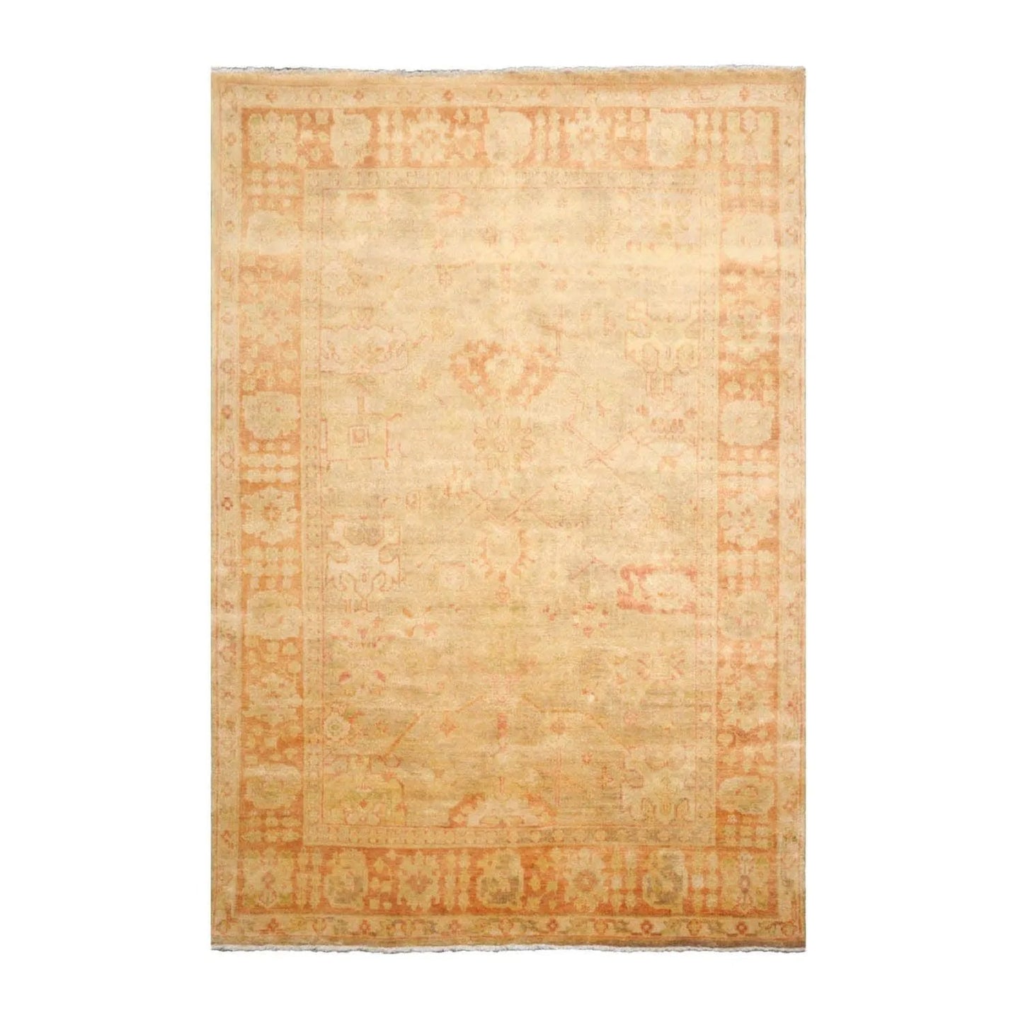 6x9 Tan, Terracotta Hand Knotted 100% Wool Oushak Traditional Oriental Area Rug-2